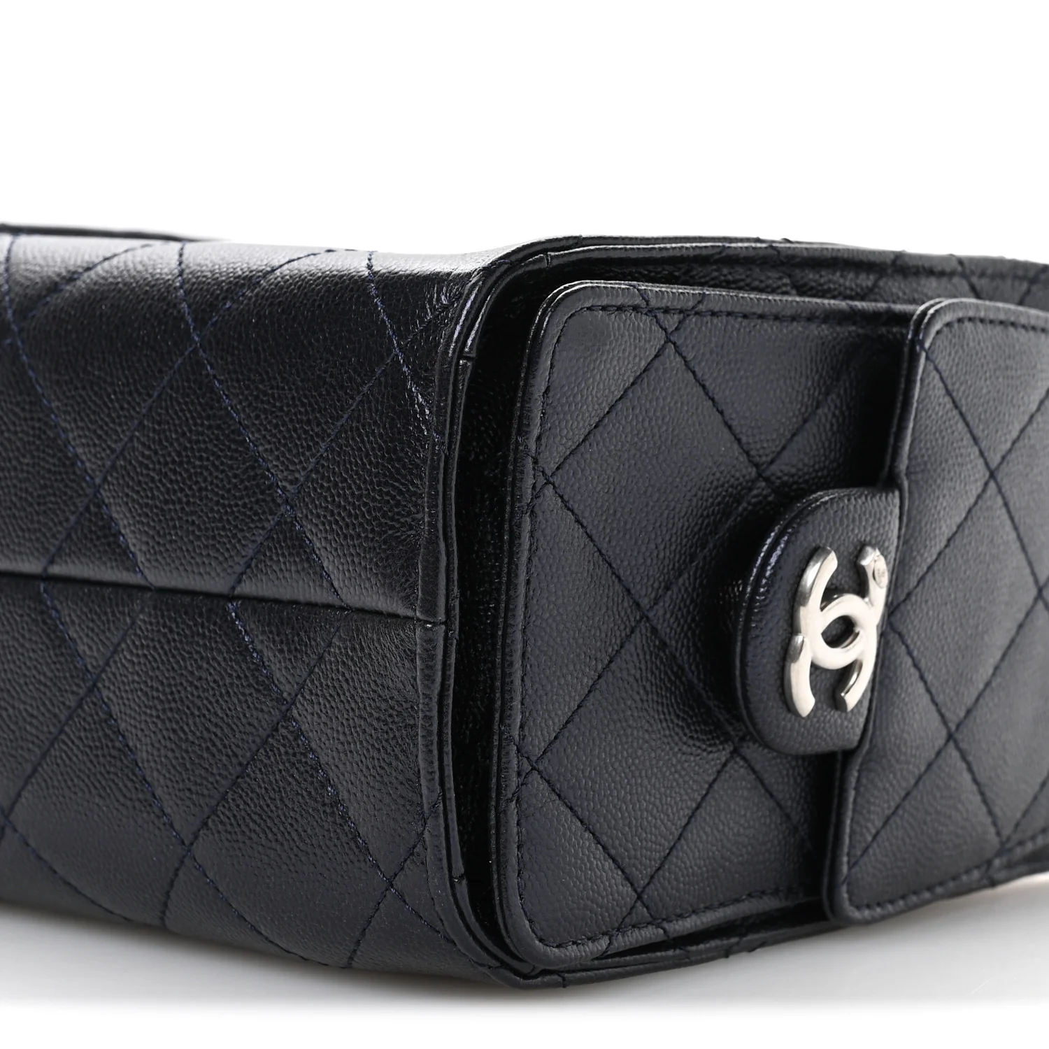 Metallic Caviar Quilted Mini Chanel 25 Handbag Dark Blue - Image 10
