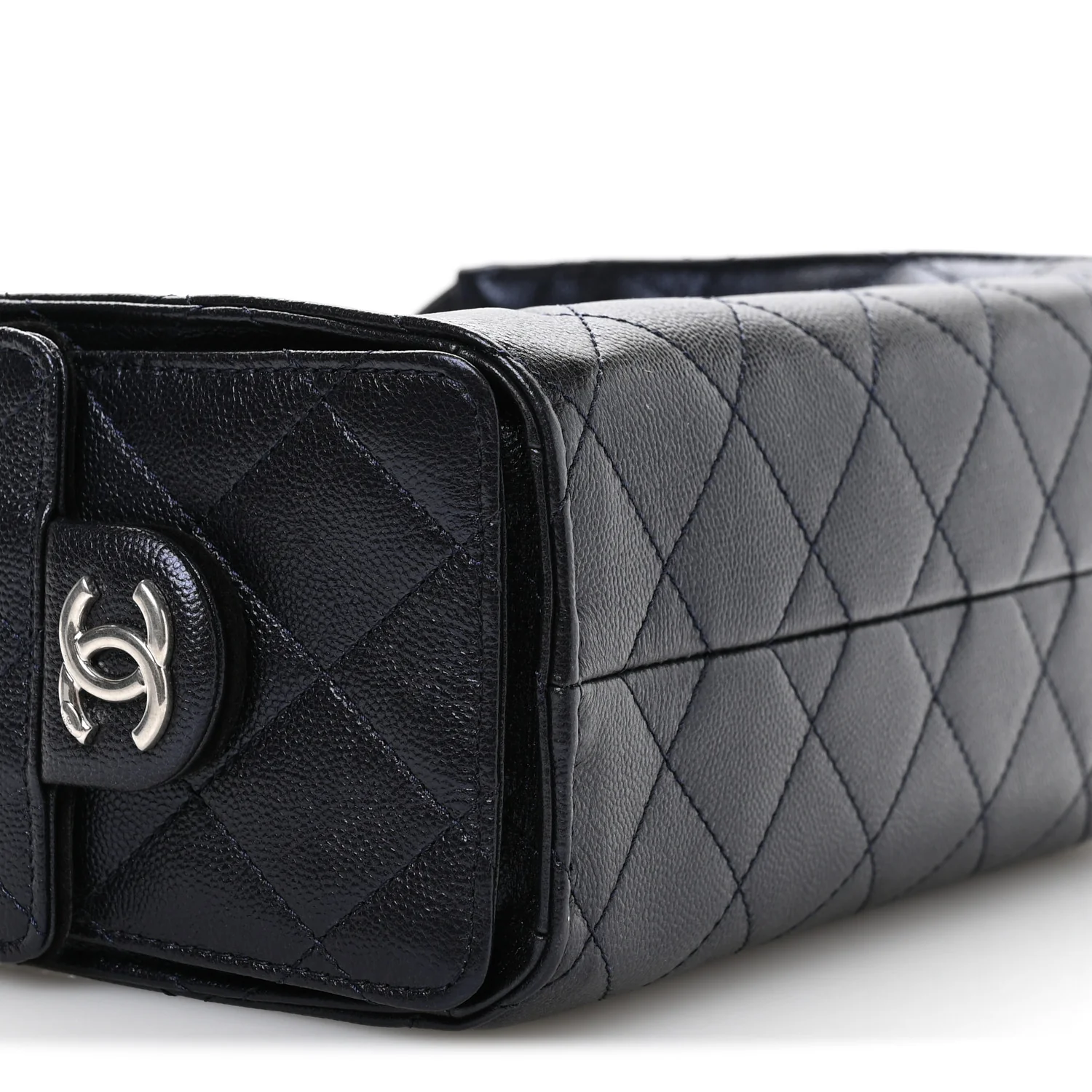 Metallic Caviar Quilted Mini Chanel 25 Handbag Dark Blue - Image 9