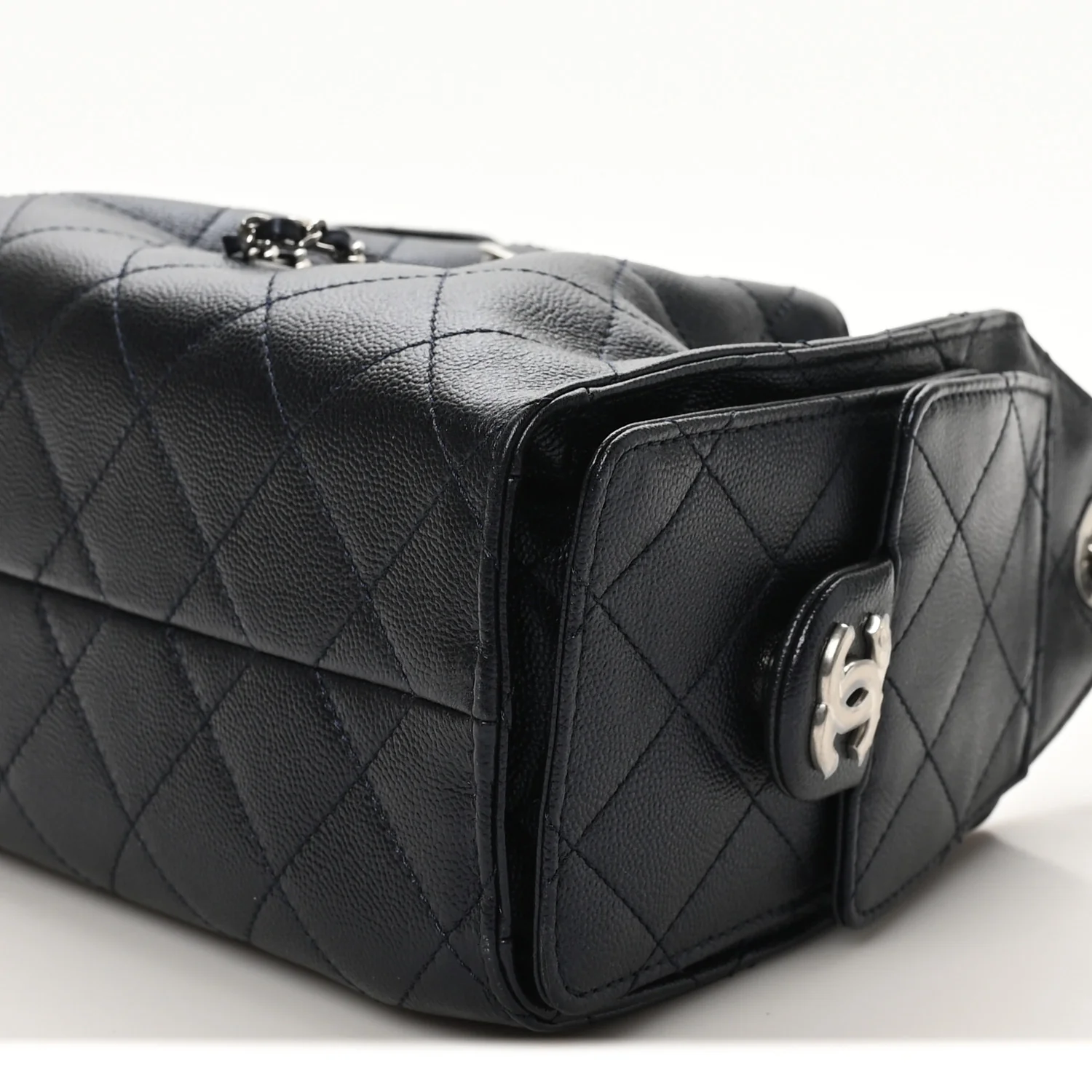 Metallic Caviar Quilted Mini Chanel 25 Handbag Dark Blue - Image 10