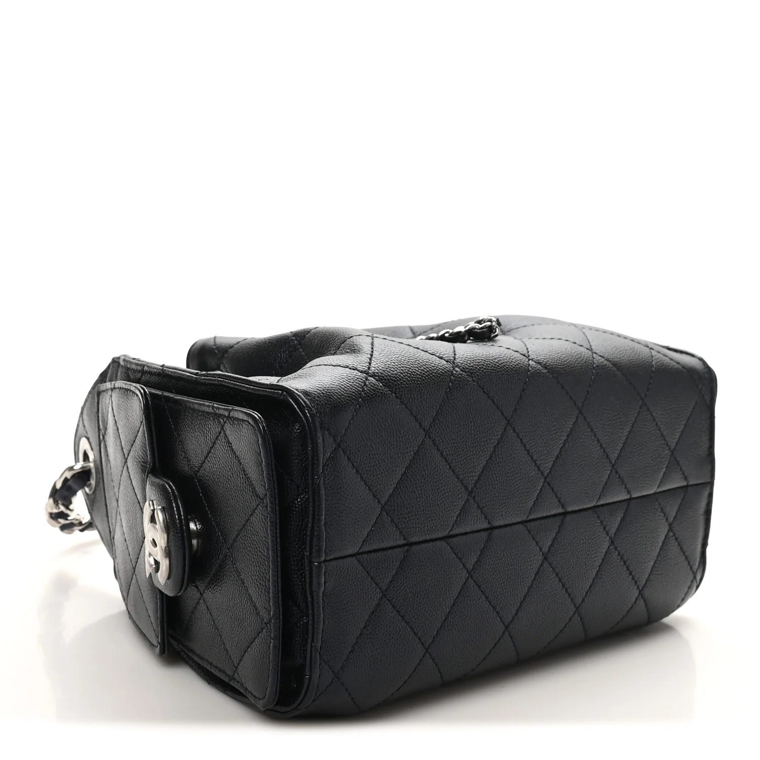 Metallic Caviar Quilted Mini Chanel 25 Handbag Dark Blue - Image 4