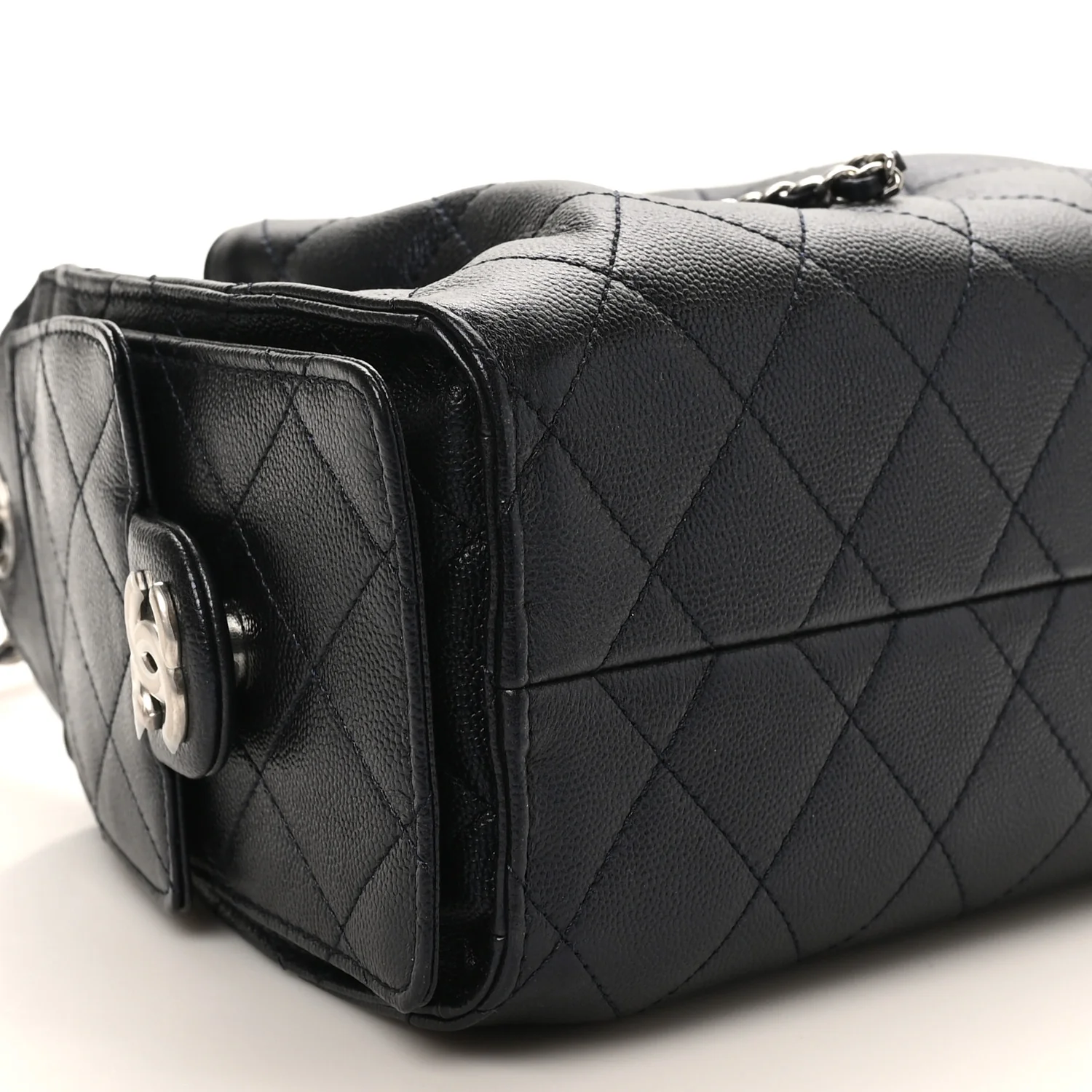 Metallic Caviar Quilted Mini Chanel 25 Handbag Dark Blue - Image 9