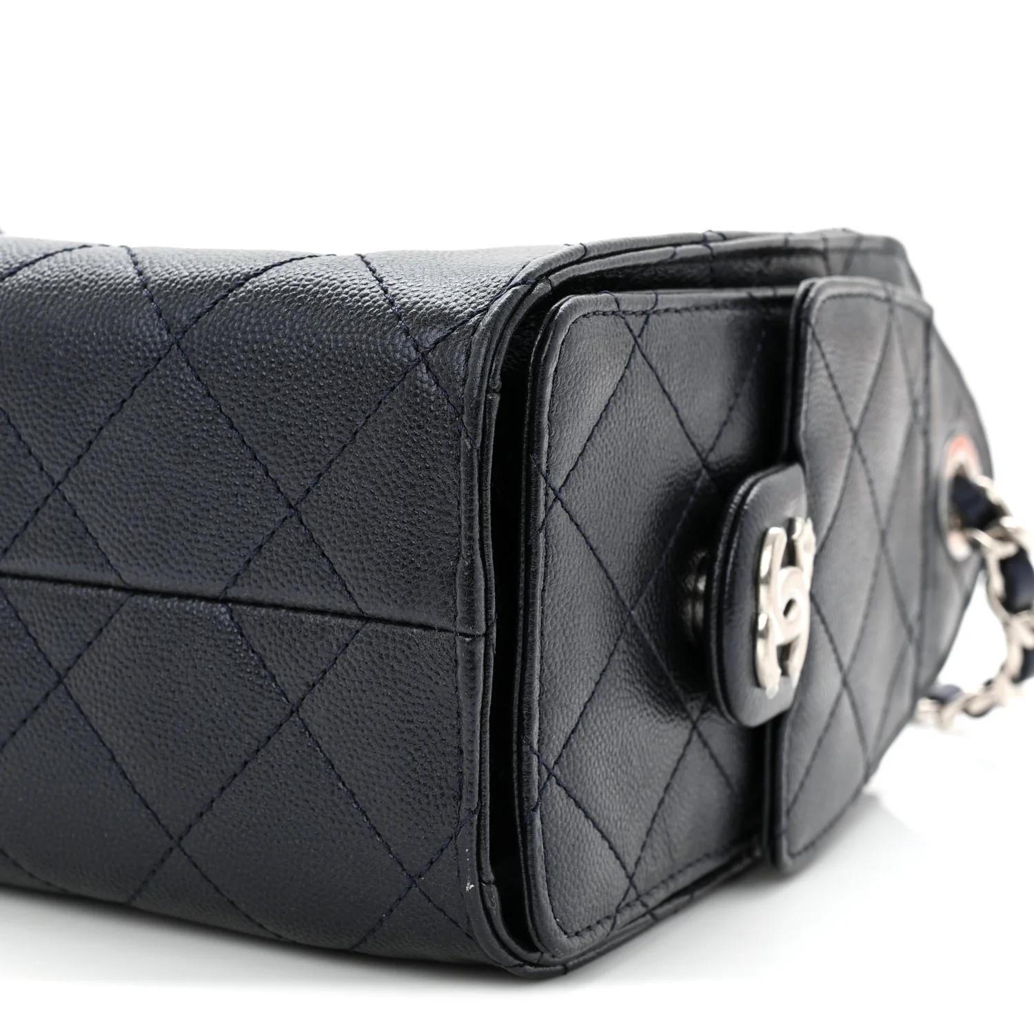 Metallic Caviar Quilted Mini Chanel 25 Handbag Dark Blue - Image 10