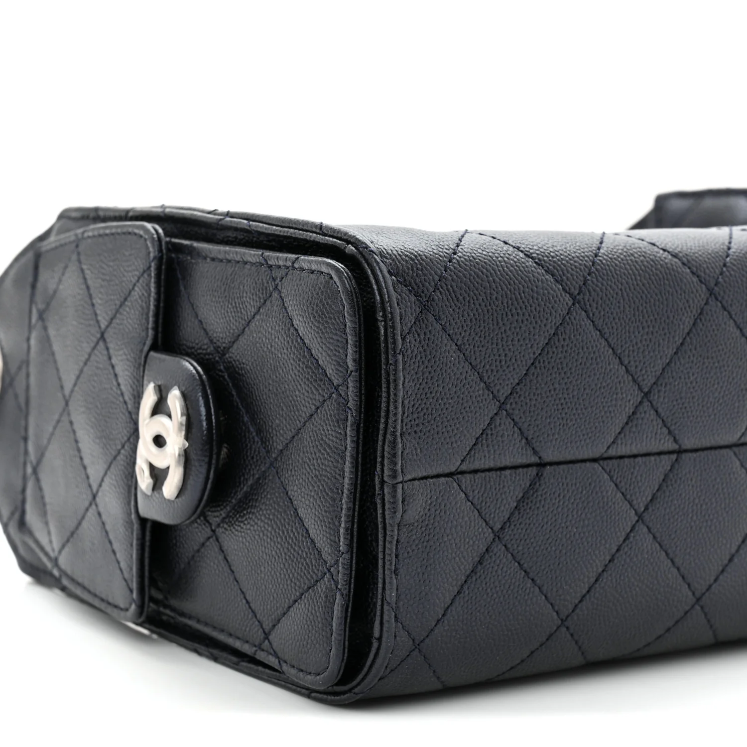 Metallic Caviar Quilted Mini Chanel 25 Handbag Dark Blue - Image 9