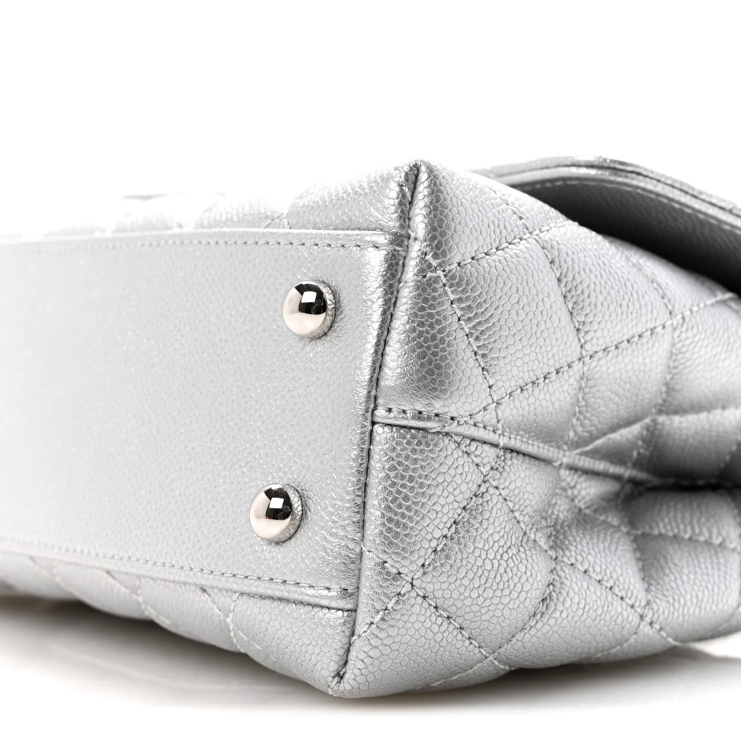 Metallic Caviar Quilted Mini Coco Handle Flap Silvery - Image 10