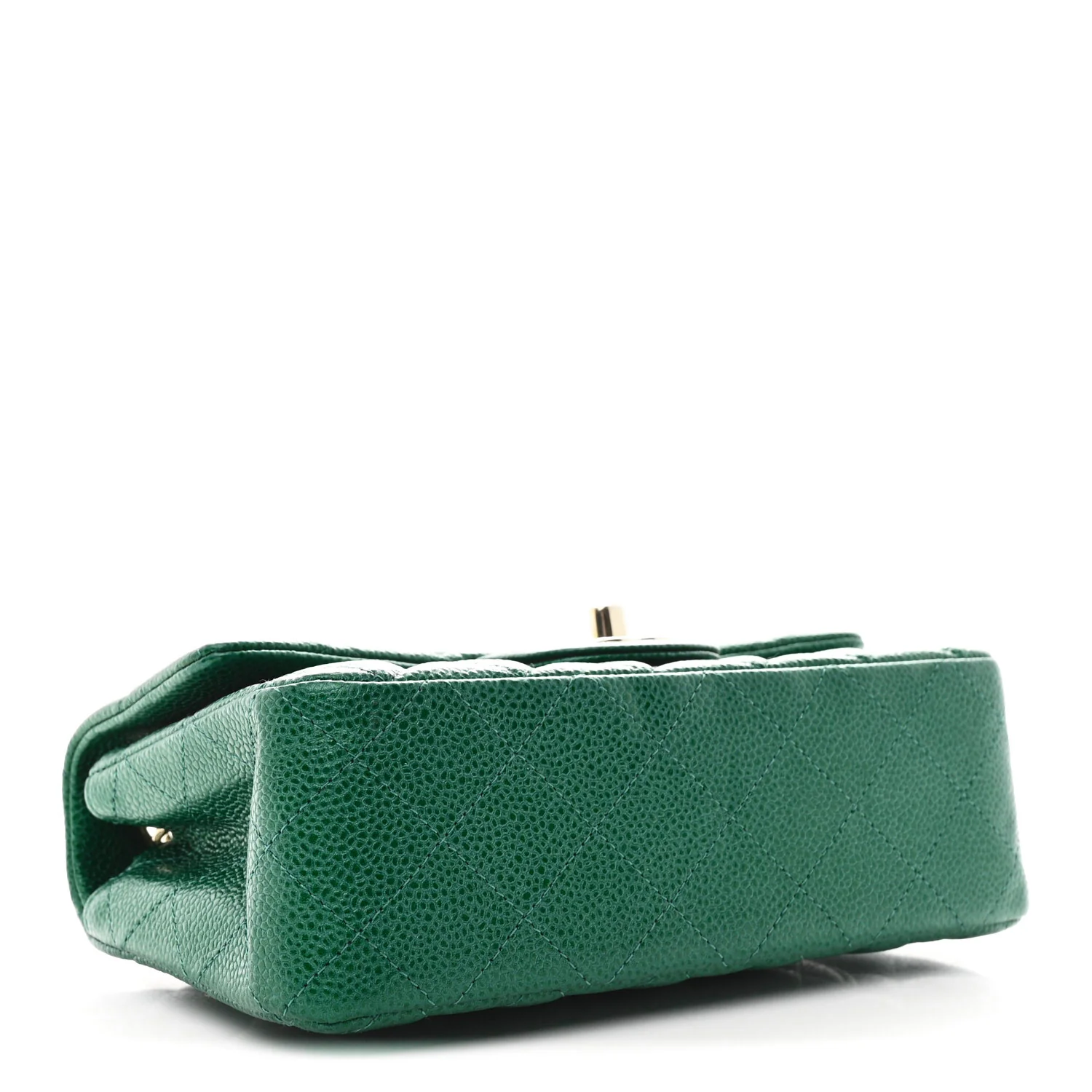 Metallic Caviar Quilted Mini Rectangular Flap Green - Image 4
