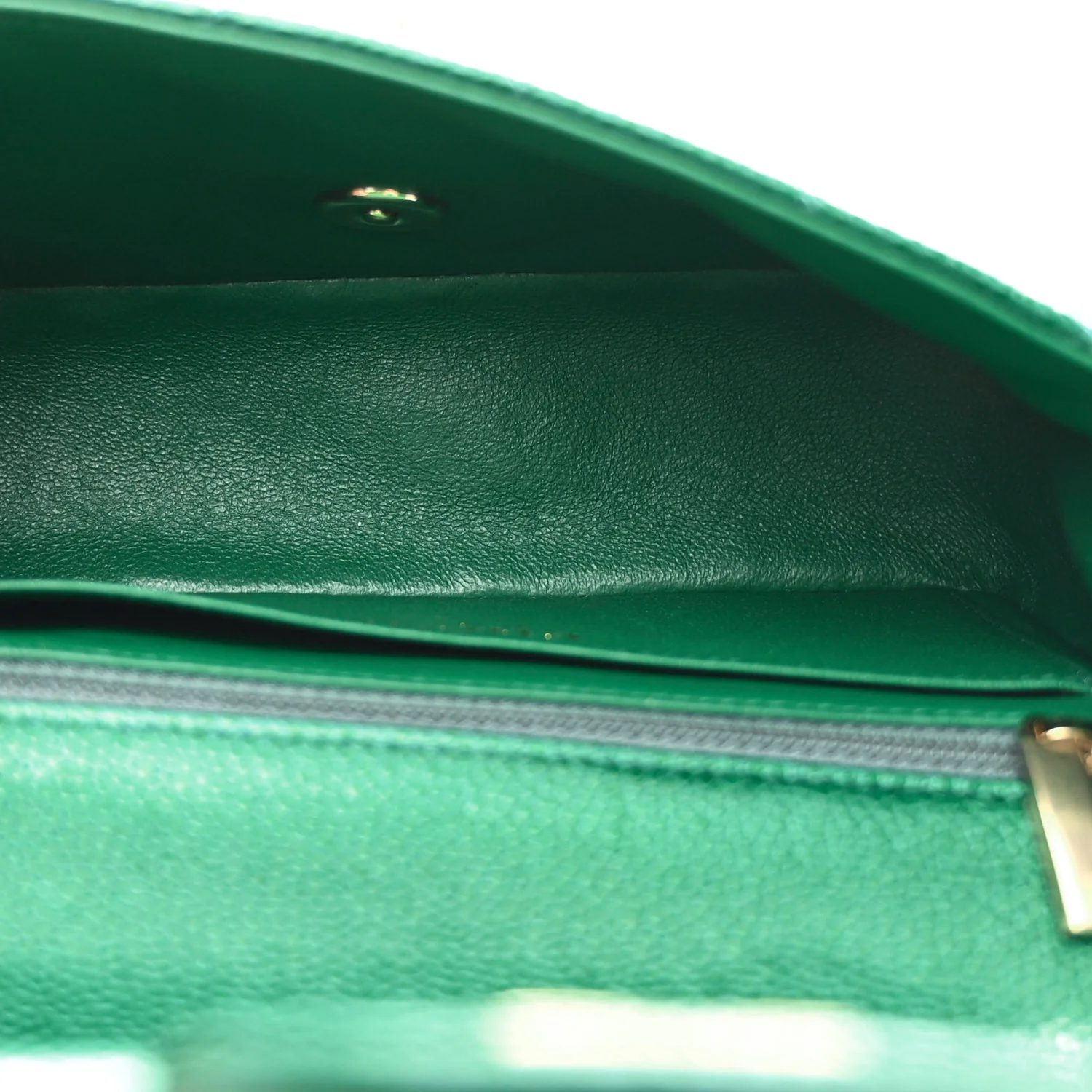 Metallic Caviar Quilted Mini Rectangular Flap Green - Image 5
