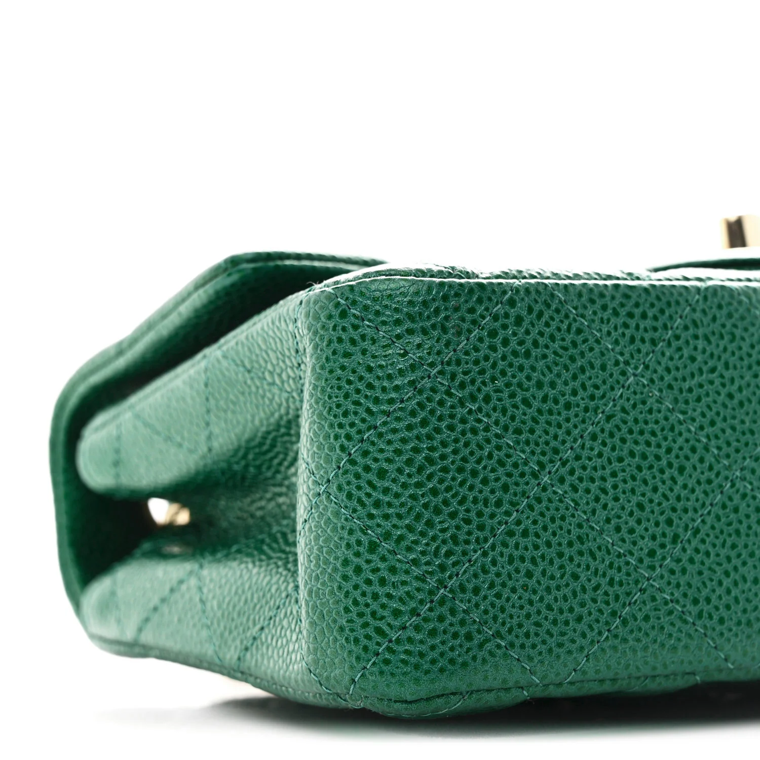 Metallic Caviar Quilted Mini Rectangular Flap Green - Image 9