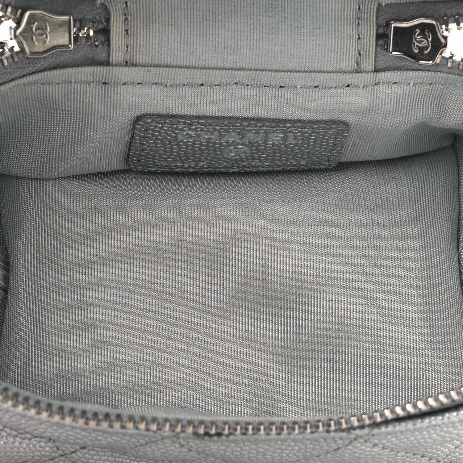 Metallic Caviar Quilted Mini Top Handle Vanity With Chain Silver - Image 5