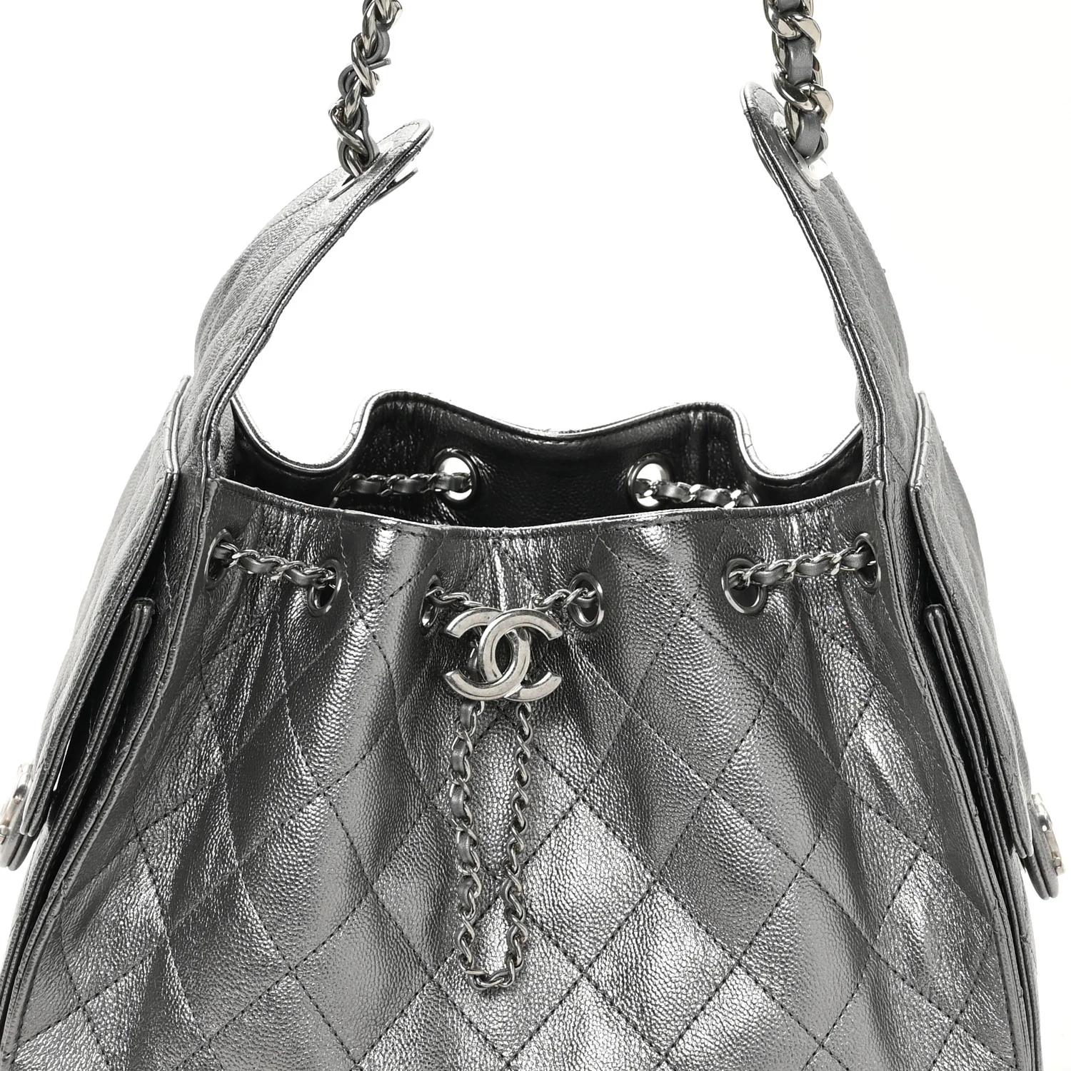 Metallic Caviar Quilted Small Chanel 25 Handbag Anthracite - Image 15