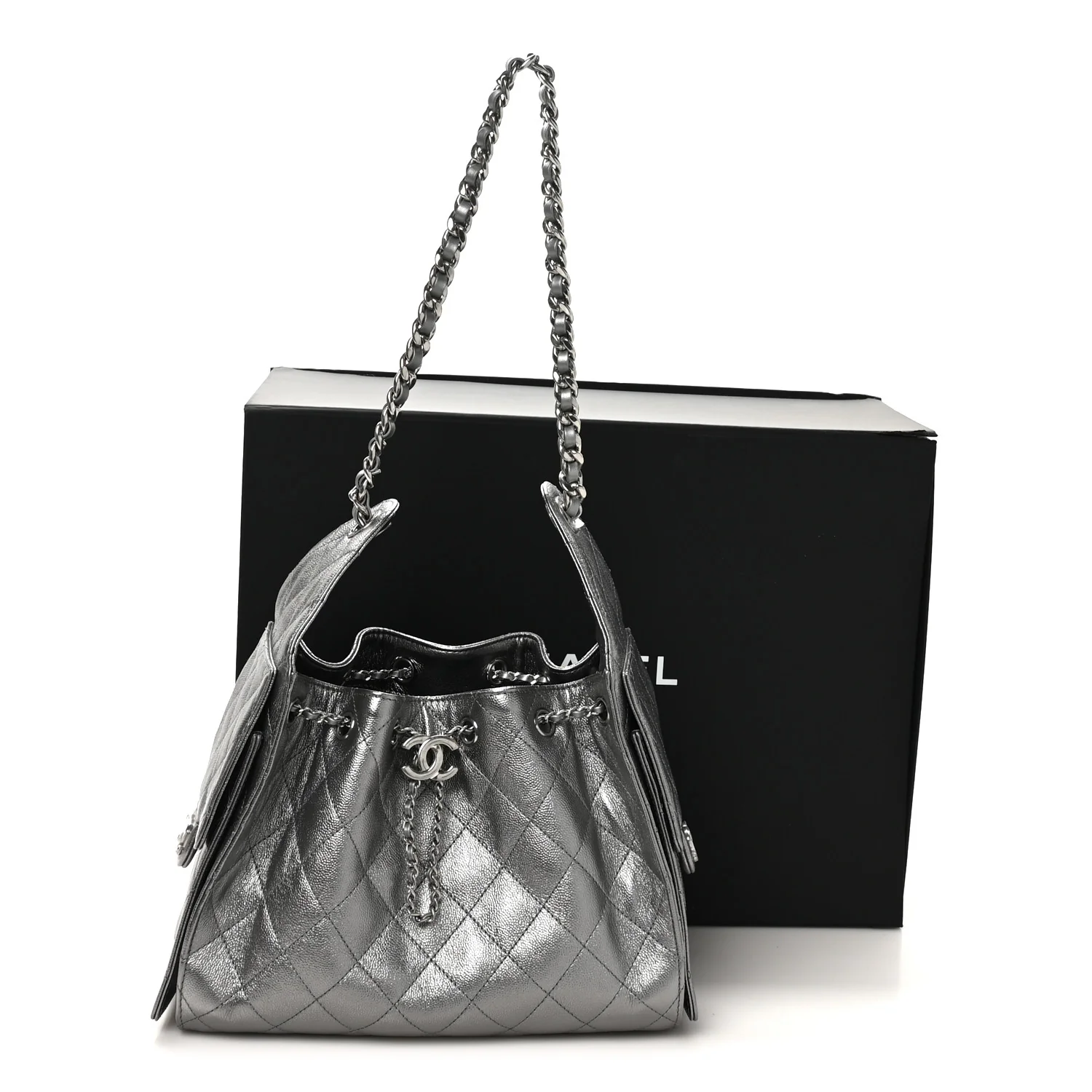Metallic Caviar Quilted Small Chanel 25 Handbag Anthracite - Image 21