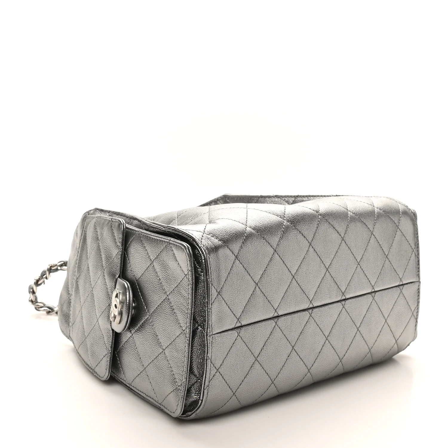 Metallic Caviar Quilted Small Chanel 25 Handbag Anthracite - Image 6
