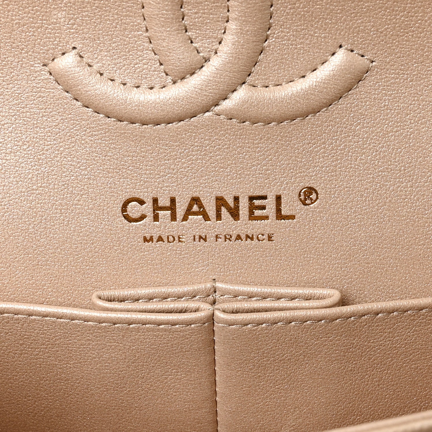 Metallic Caviar Quilted Small Double Flap Beige - Image 11