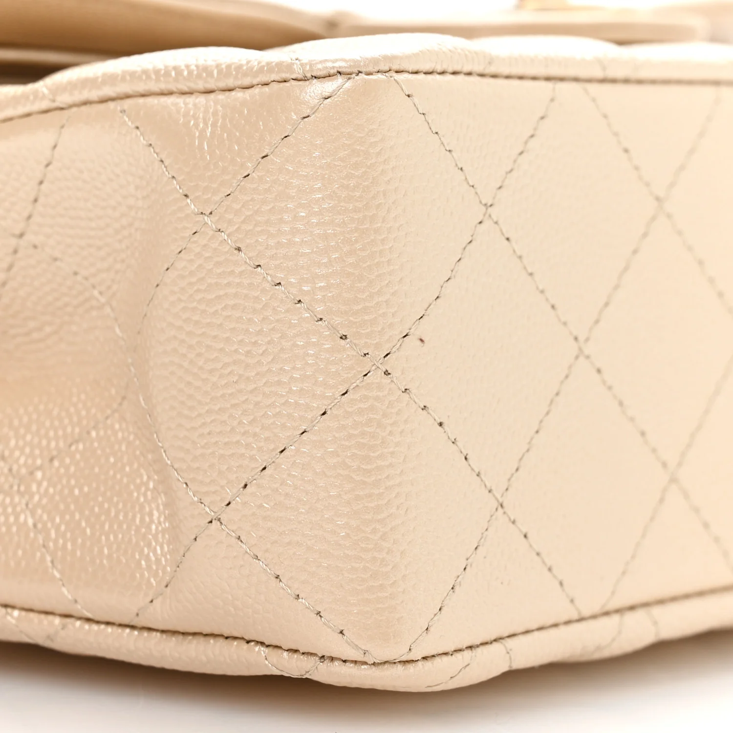 Metallic Caviar Quilted Small Double Flap Beige - Image 16