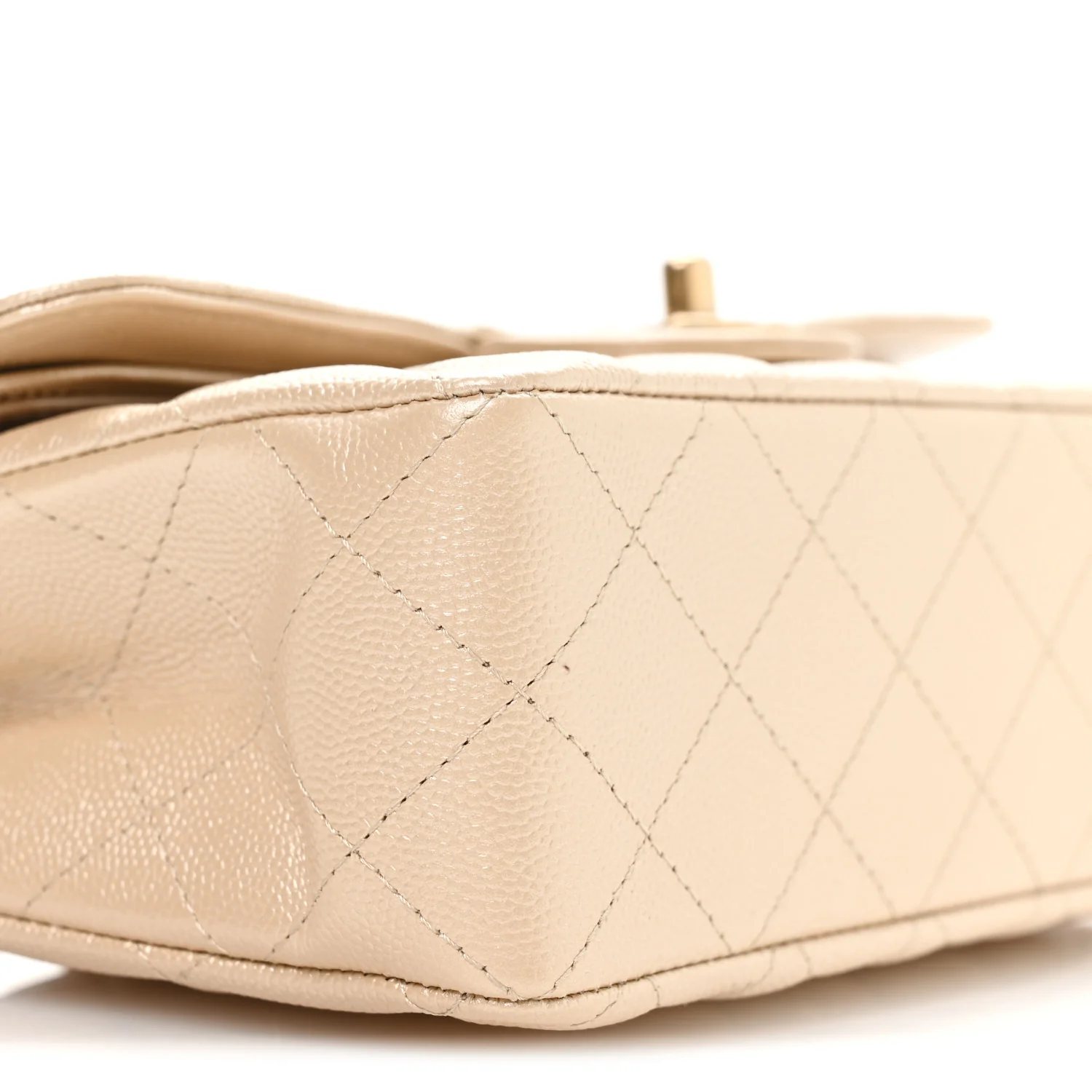 Metallic Caviar Quilted Small Double Flap Beige - Image 17