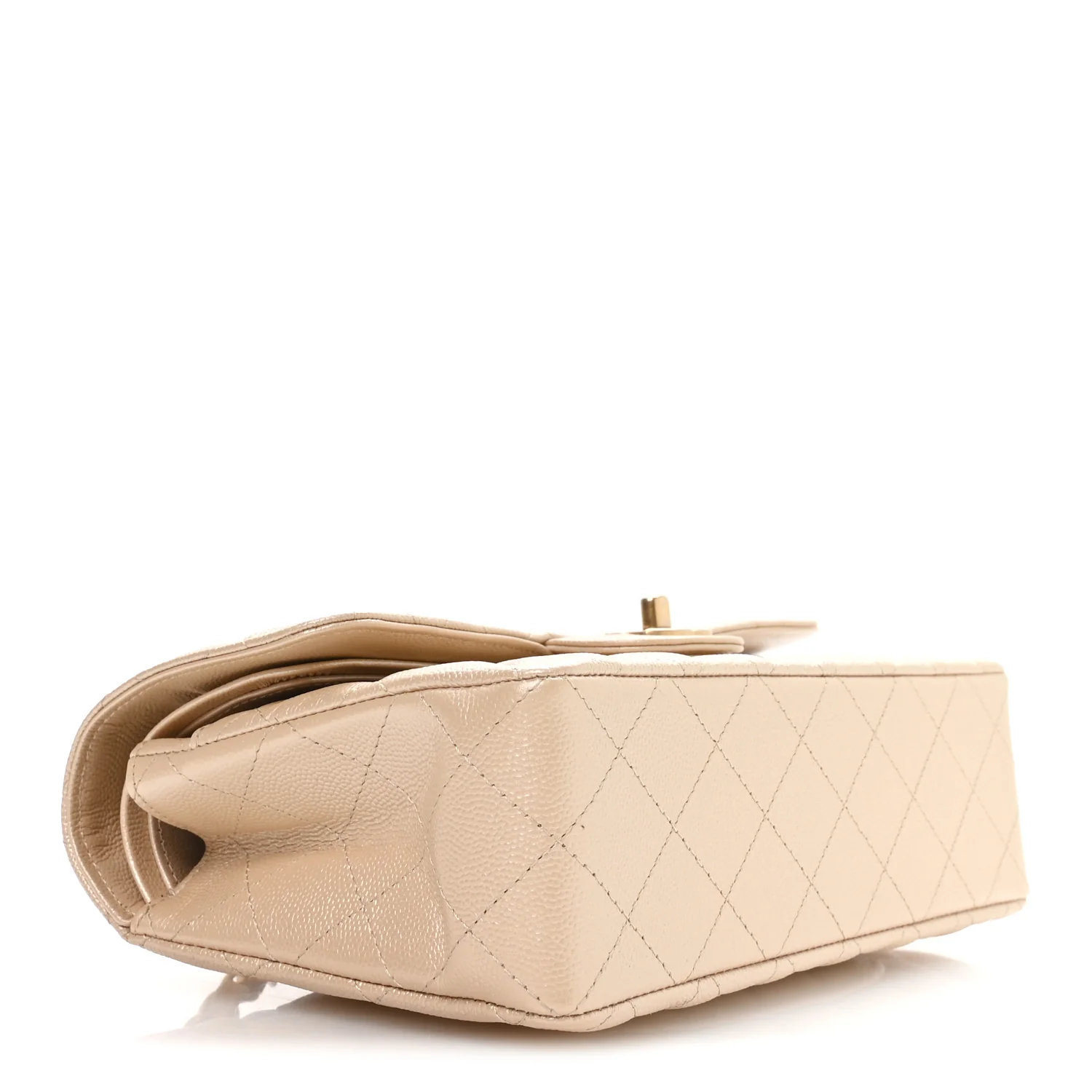 Metallic Caviar Quilted Small Double Flap Beige - Image 7