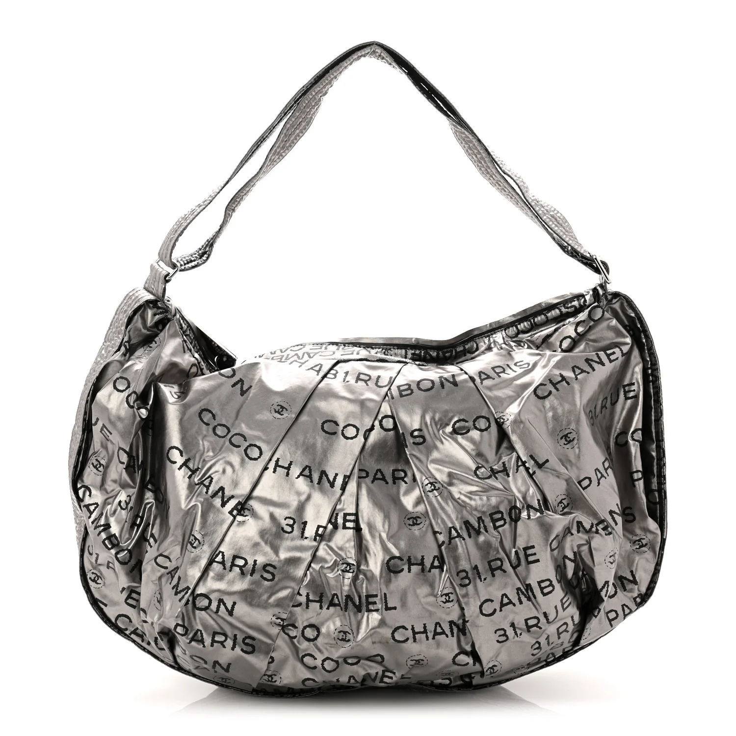 Metallic Coated Canvas Unlimited Ligne Shoulder Bag Silver