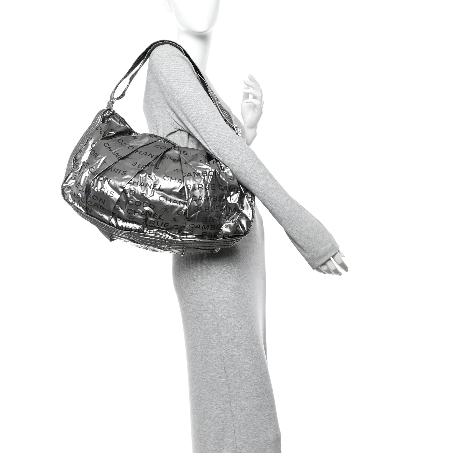 Metallic Coated Canvas Unlimited Ligne Shoulder Bag Silver - Image 2
