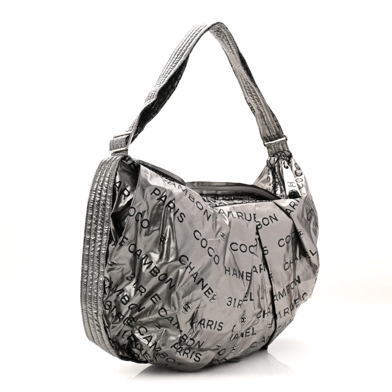 Metallic Coated Canvas Unlimited Ligne Shoulder Bag Silver - Image 3