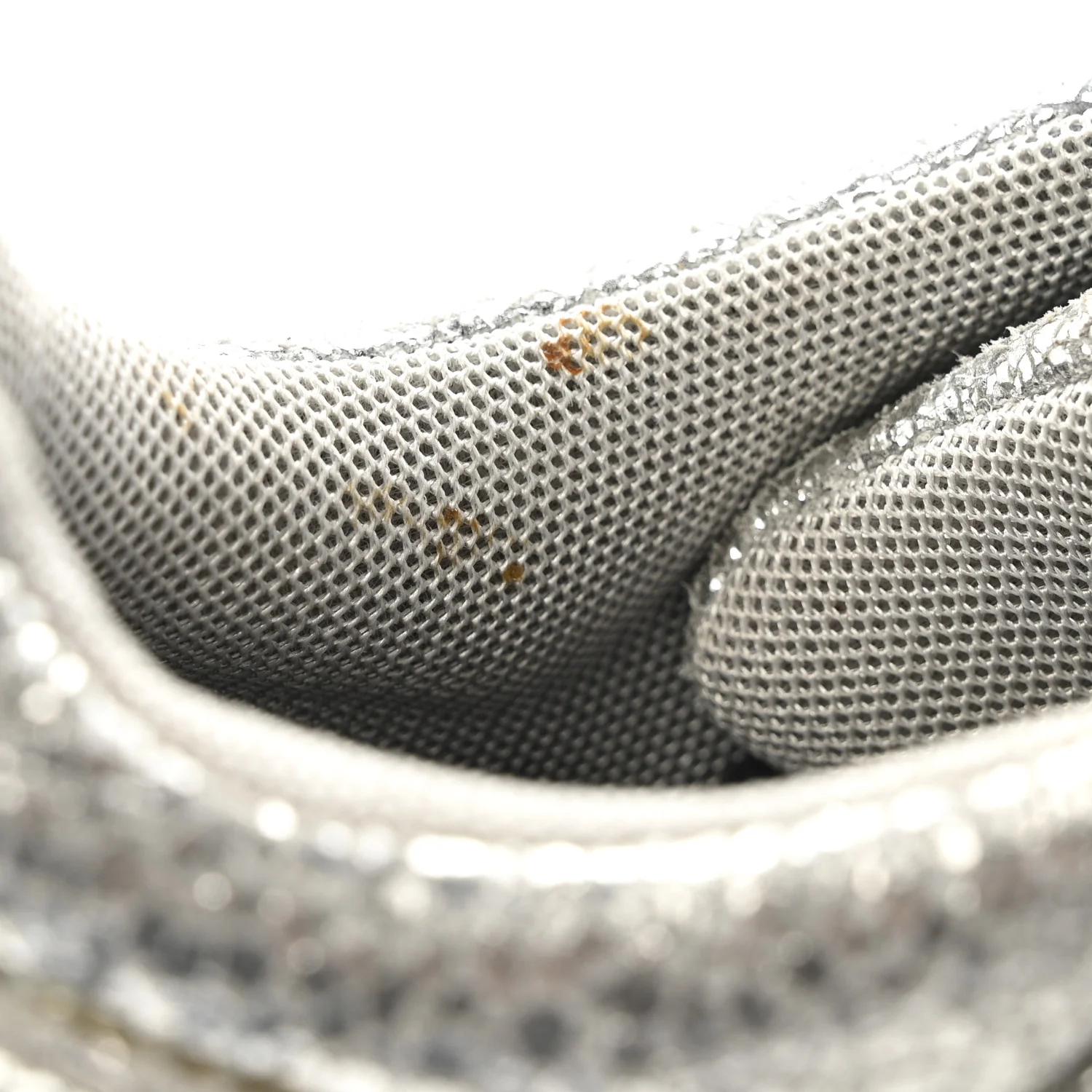 Metallic Crackled Calfskin CC Sneakers 36 Silver Black Navy - Image 10