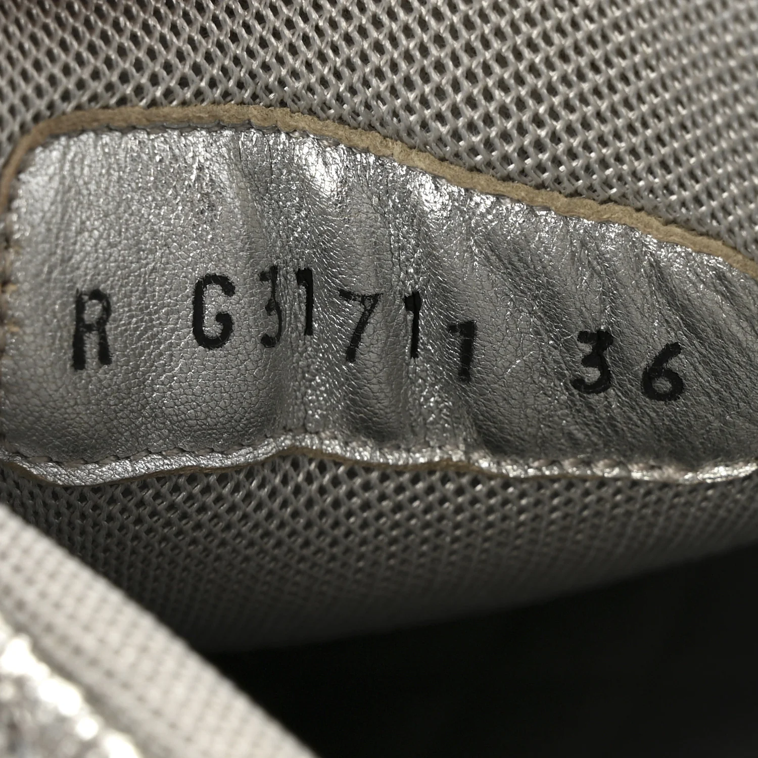 Metallic Crackled Calfskin CC Sneakers 36 Silver Black Navy - Image 9