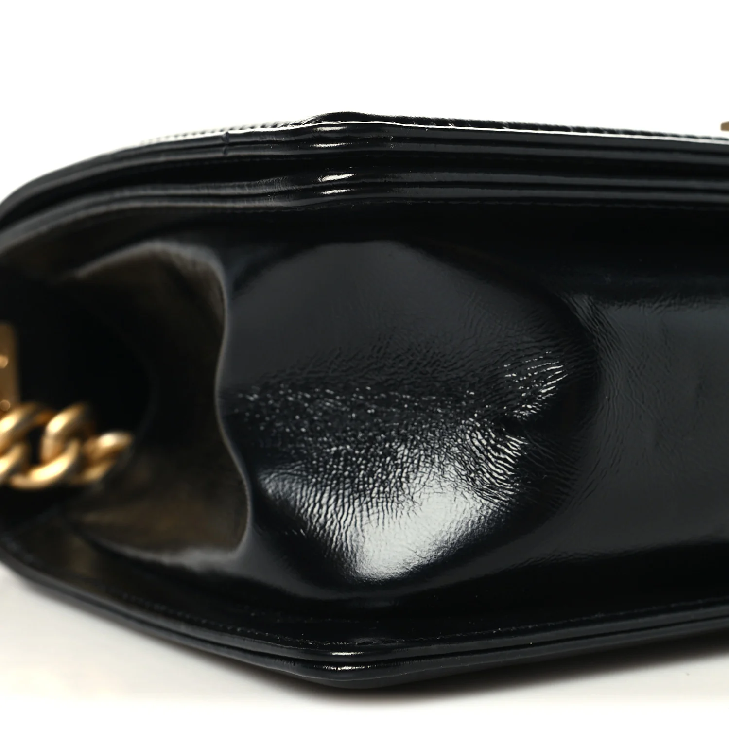 Metallic Glazed Calfskin Medium Boy Flap Black Gold - Image 9