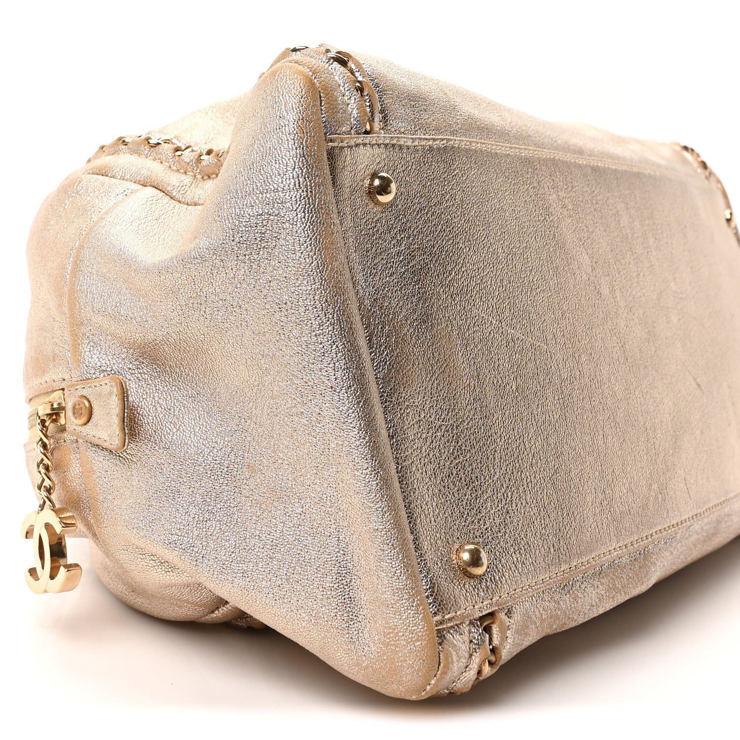 Metallic Goatskin Extra Large Luxe Ligne Bowler Light Gold - Image 9