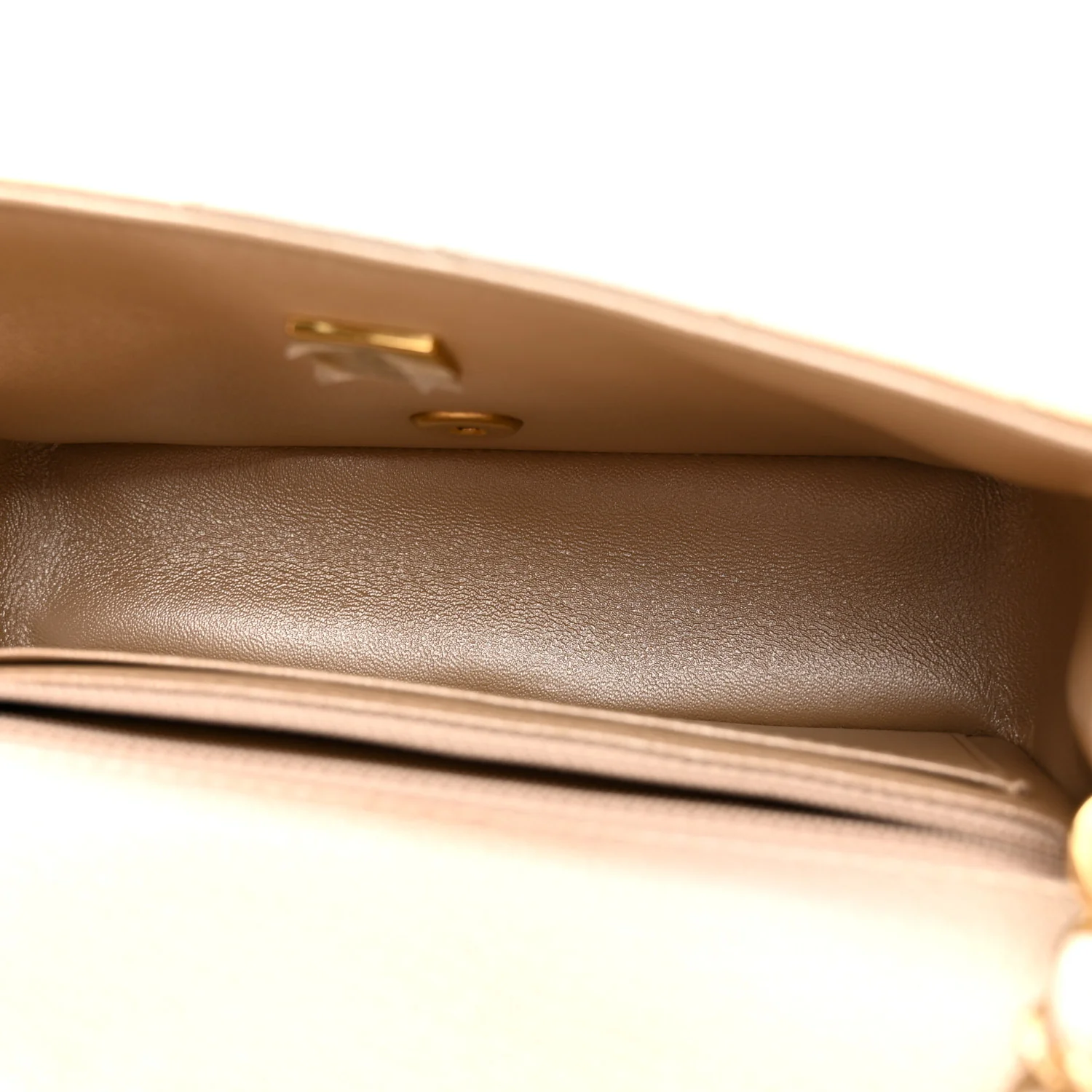 Metallic Goatskin Quilted Mini Rectangular Flap Gold - Image 5