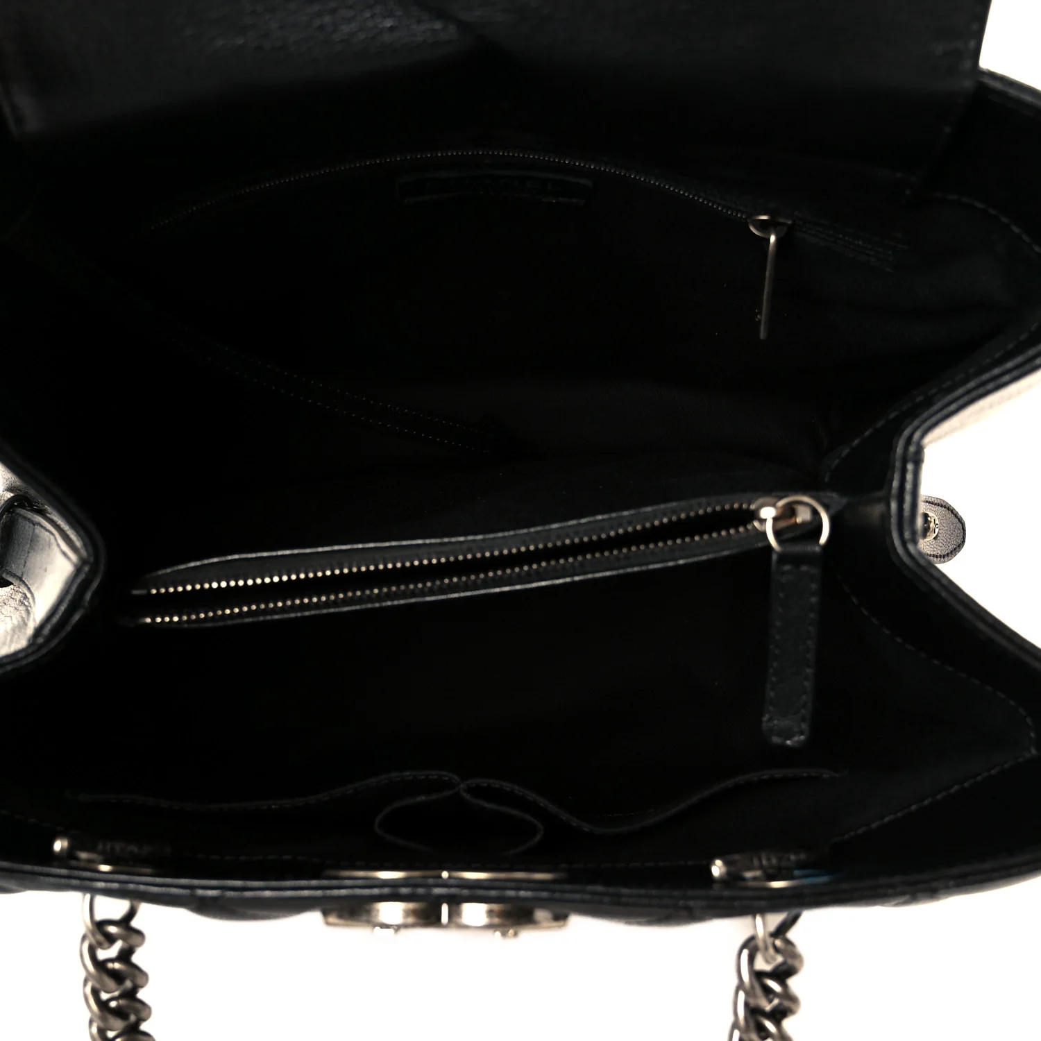 Metallic Goatskin Quilted Small City Rock Shopping Tote Black - Image 5