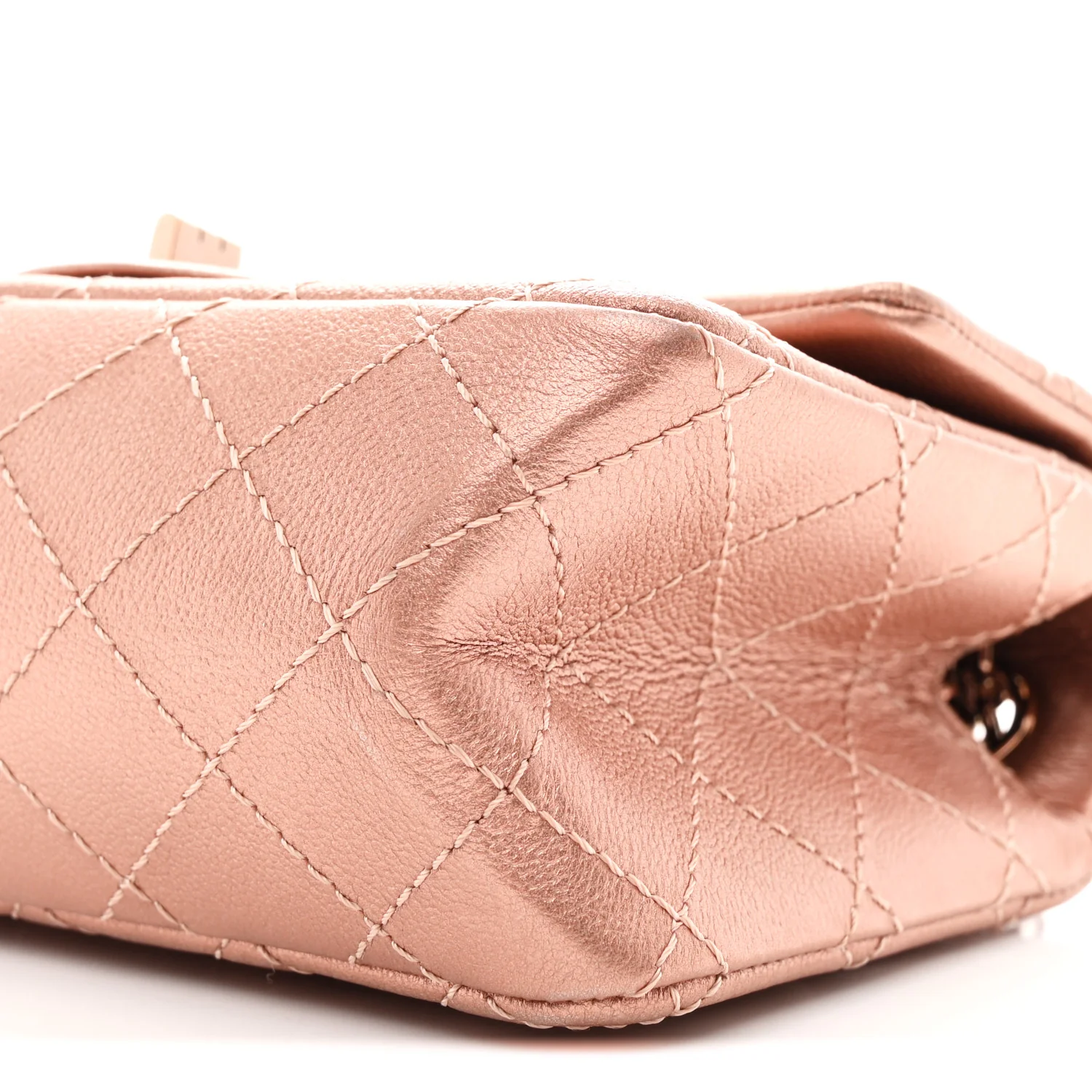 Metallic Grained Calfskin Quilted 2.55 Reissue Mini Flap Copper Pink - Image 10