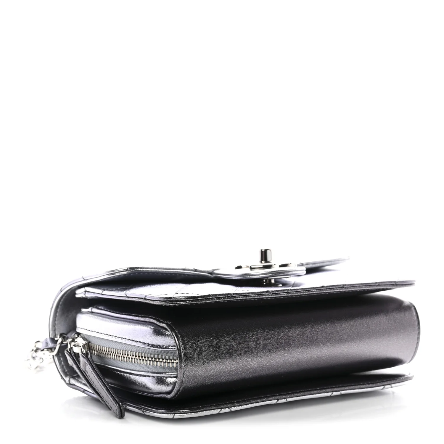 Metallic Lambskin Like A Wallet Flap Silvery Black - Image 5