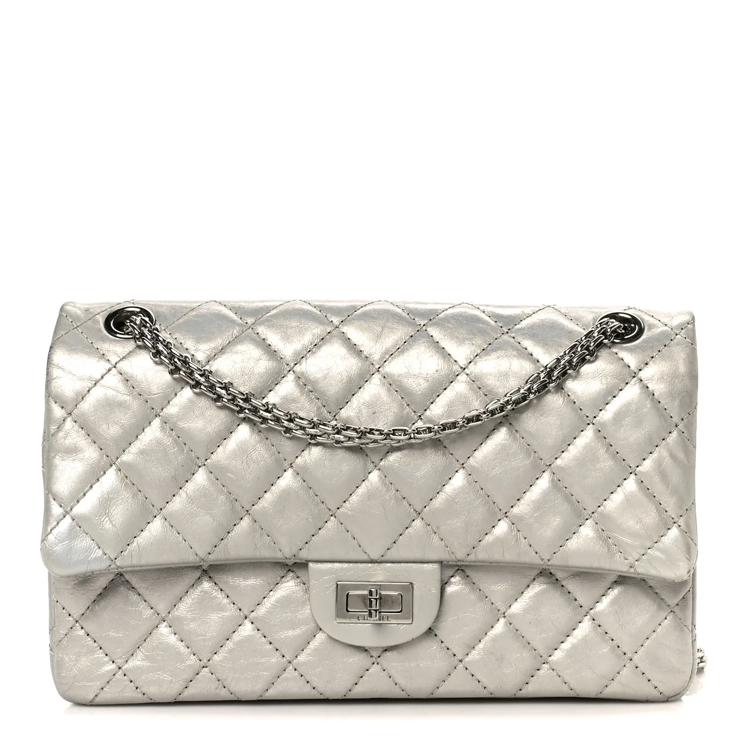 Metallic Lambskin Quilted 2.55 Reissue 226 Flap Silver