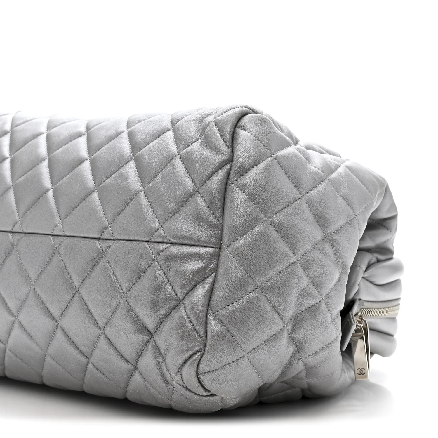 Metallic Lambskin Quilted Coco Cocoon Bowler Silver - Image 10