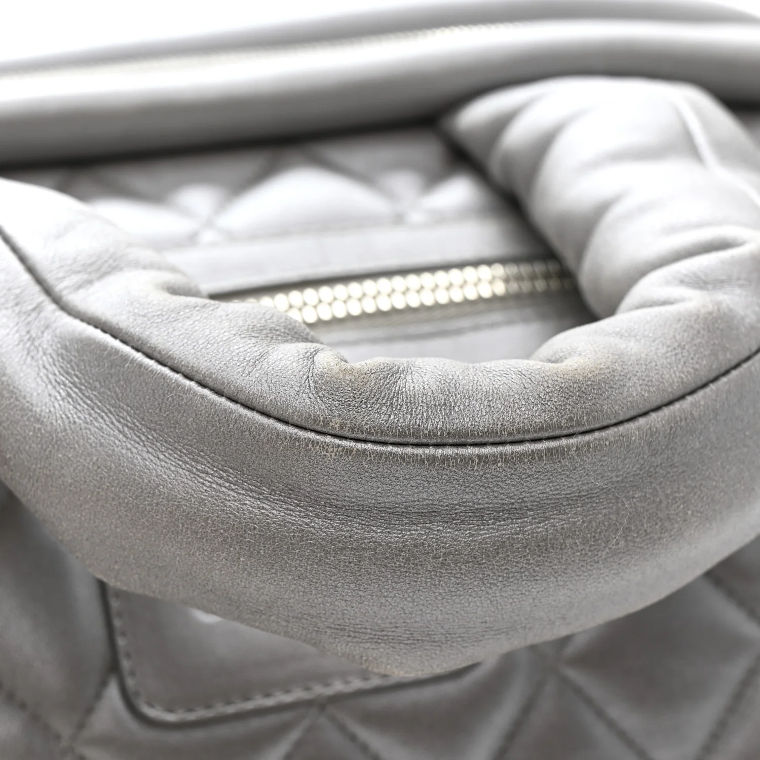 Metallic Lambskin Quilted Coco Cocoon Bowler Silver - Image 13