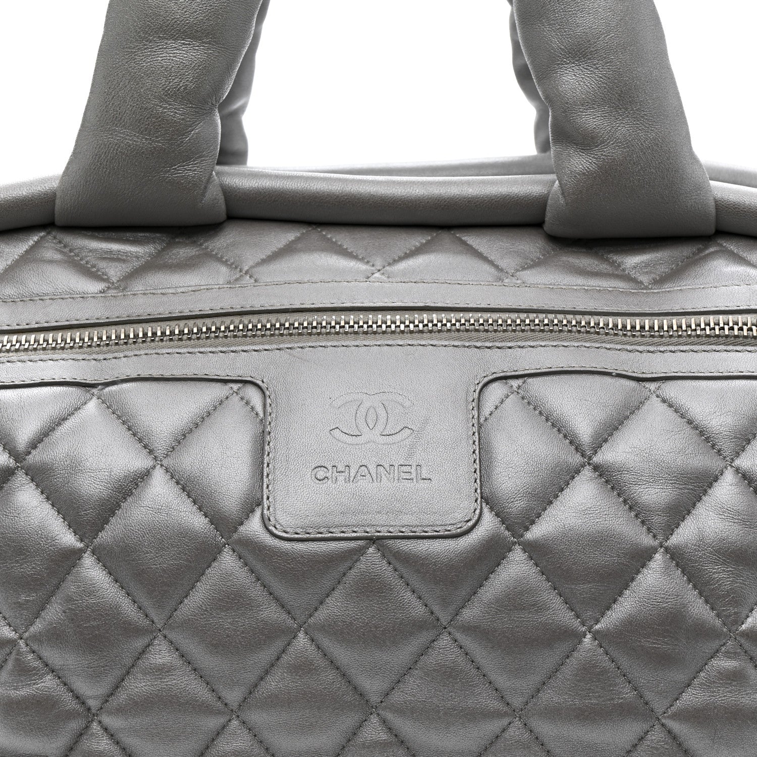 Metallic Lambskin Quilted Coco Cocoon Bowler Silver - Image 8