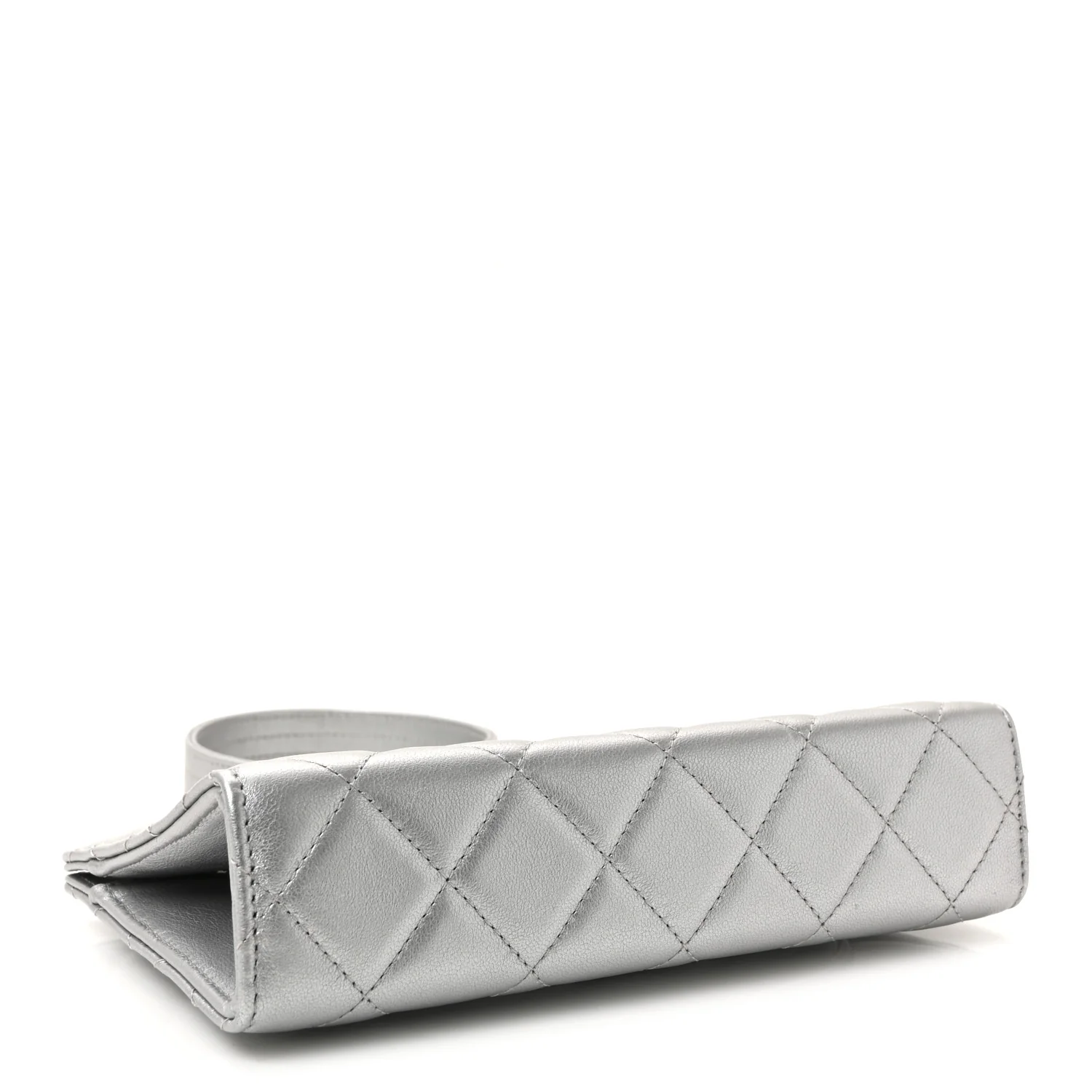 Metallic Lambskin Quilted Evening By The Sea Clutch Silver - Image 4
