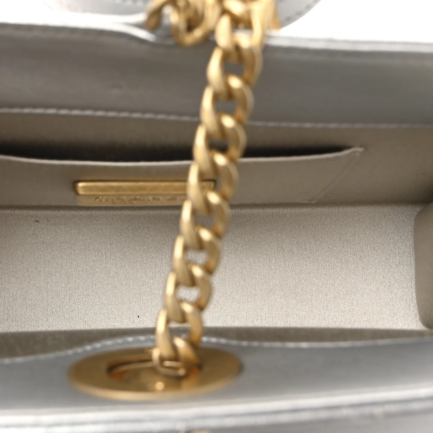 Metallic Lambskin Quilted Evening By The Sea Clutch Silver - Image 5