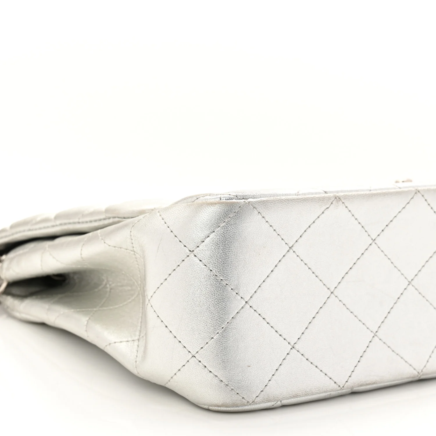 Metallic Lambskin Quilted Jumbo Single Flap Silver - Image 9