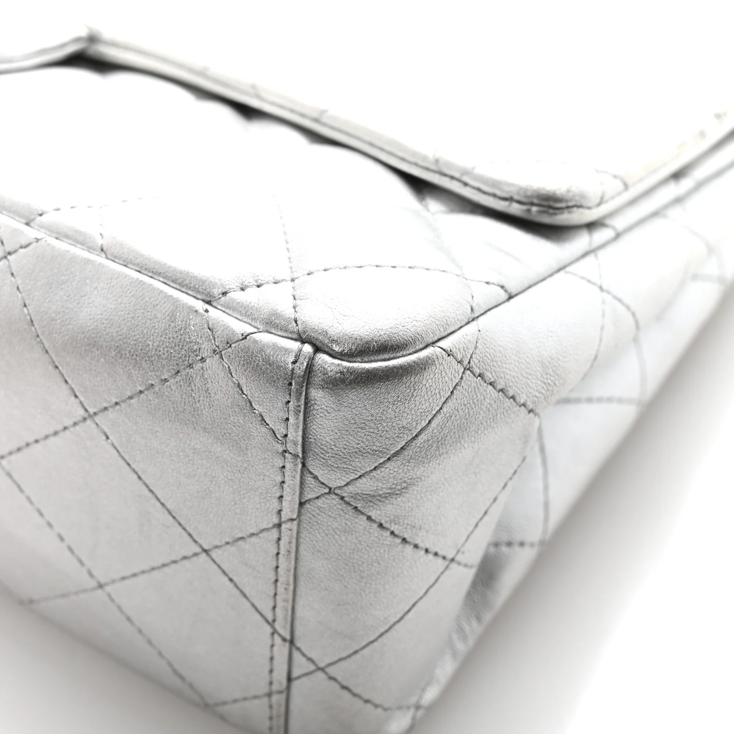 Metallic Lambskin Quilted Maxi Single Flap Silver - Image 13