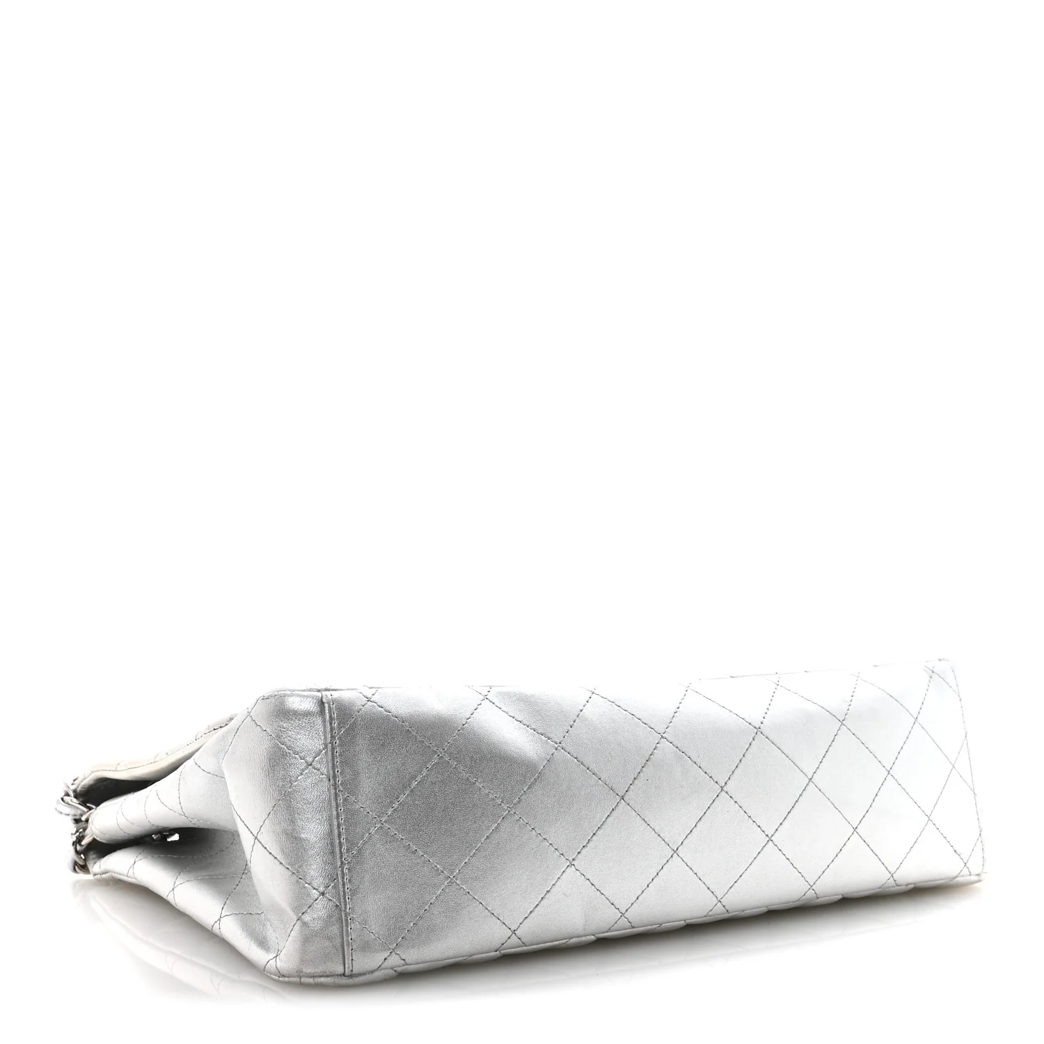 Metallic Lambskin Quilted Maxi Single Flap Silver - Image 4
