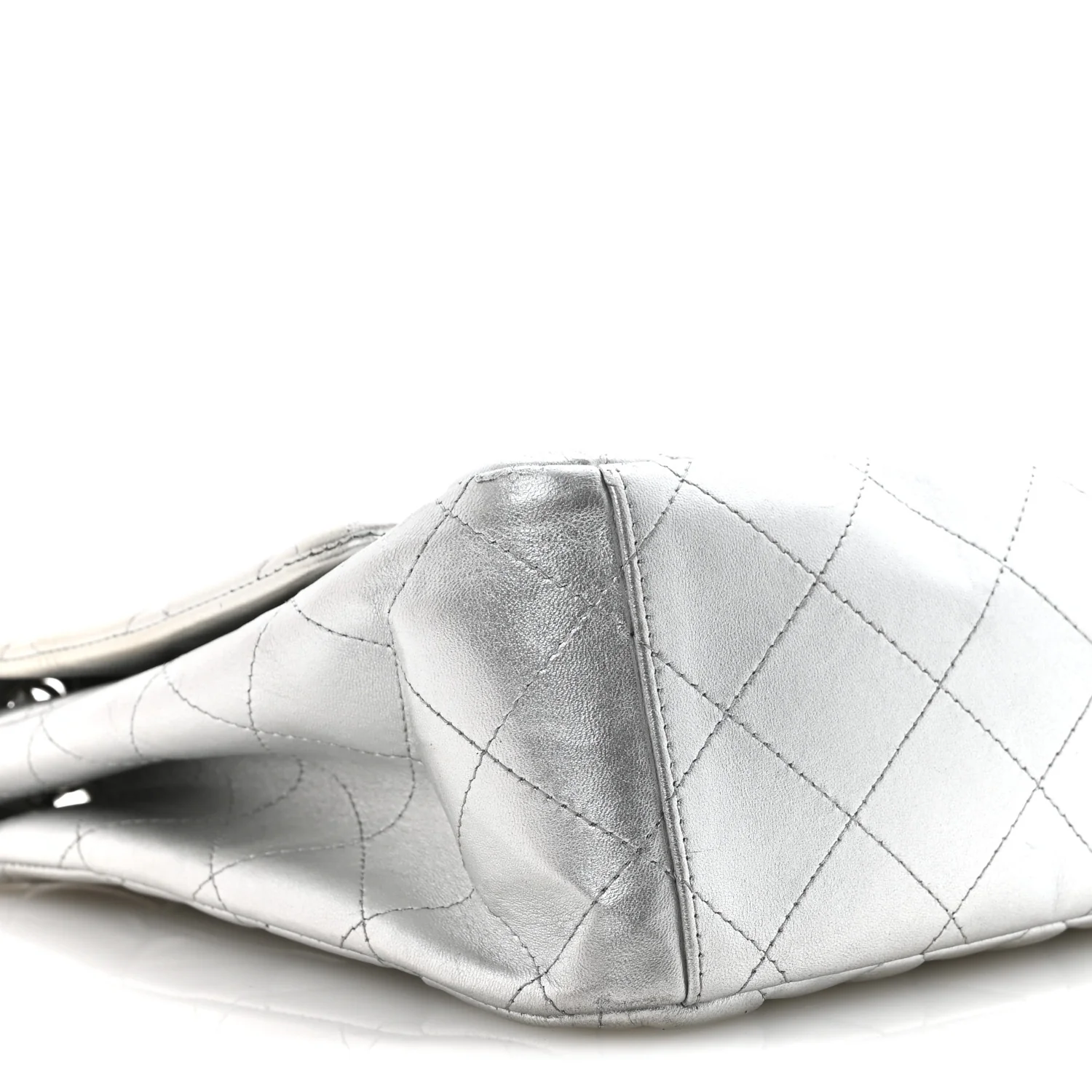 Metallic Lambskin Quilted Maxi Single Flap Silver - Image 9