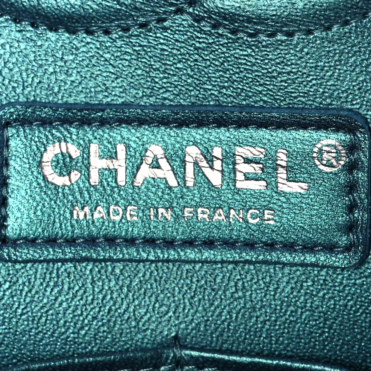 Metallic Lambskin Quilted Medium Double Flap Turquoise - Image 6