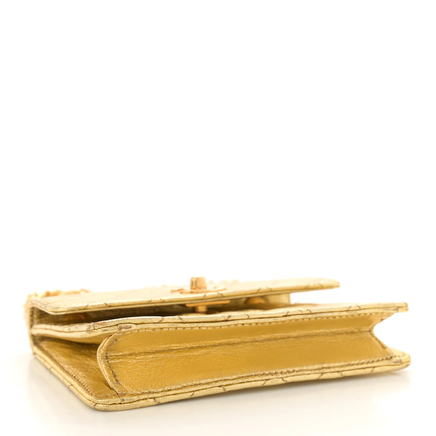 Metallic Lambskin Quilted Mini Flap Gold - Image 4