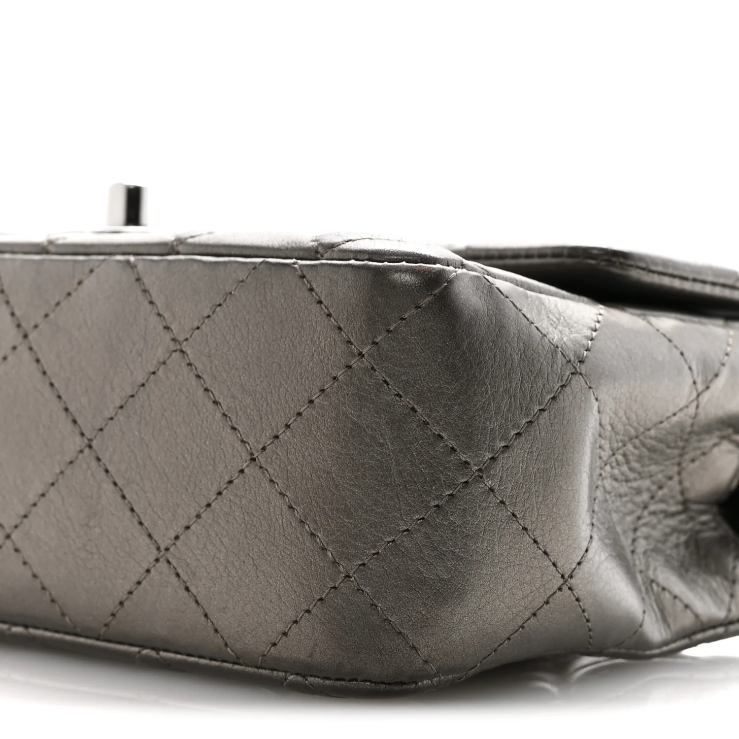 Metallic Lambskin Quilted Mini Rectangular Flap Ruthenium - Image 10