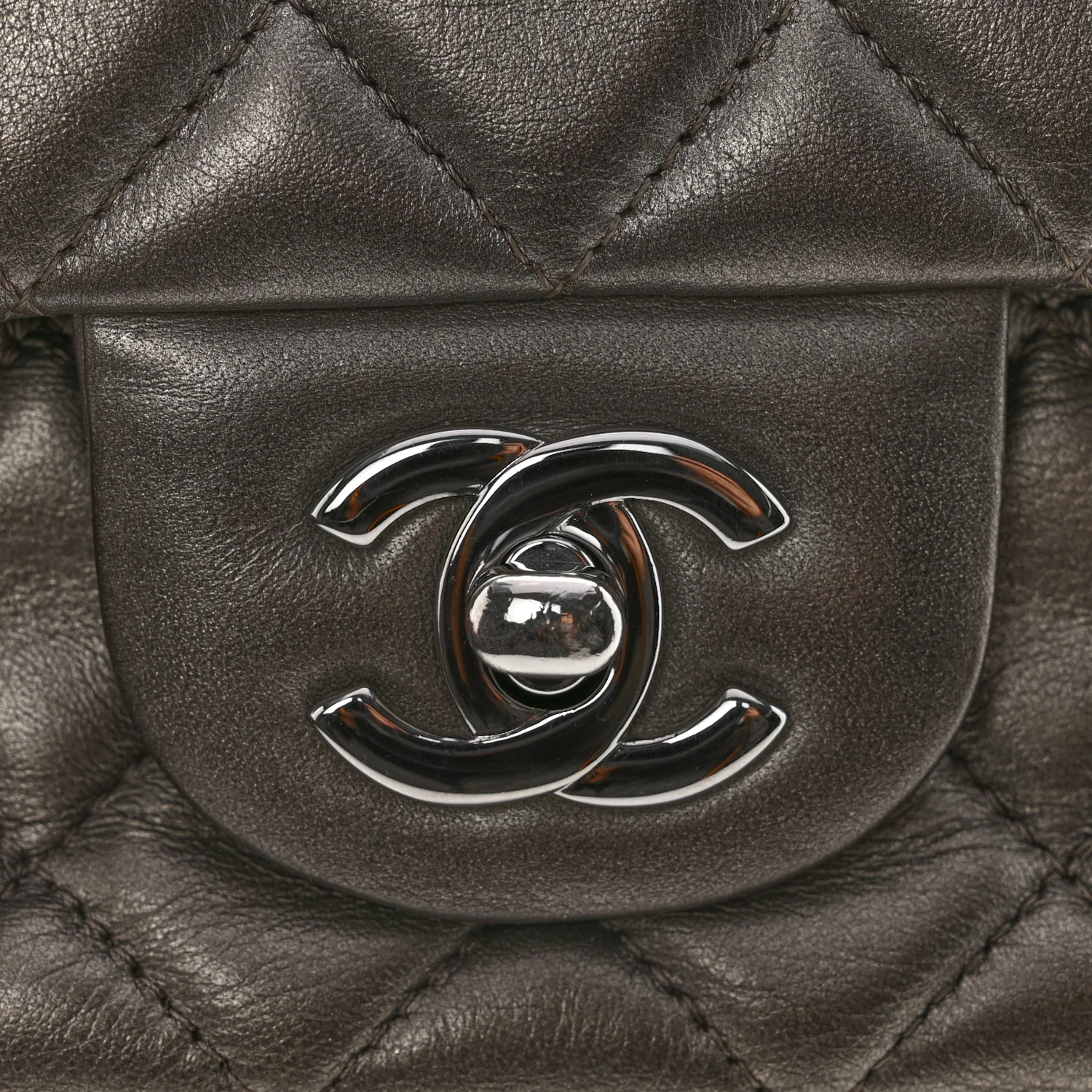 Metallic Lambskin Quilted Mini Rectangular Flap Ruthenium - Image 11