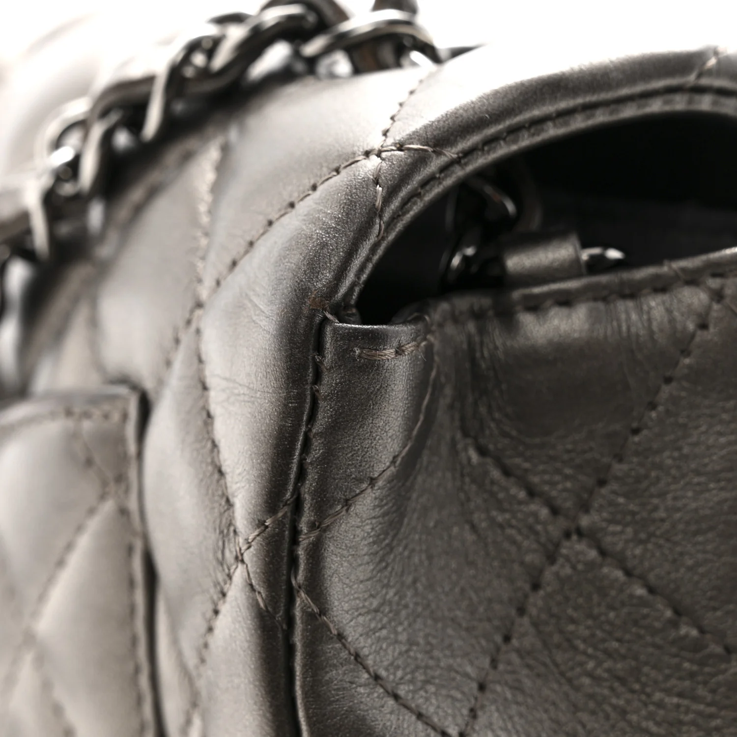 Metallic Lambskin Quilted Mini Rectangular Flap Ruthenium - Image 12