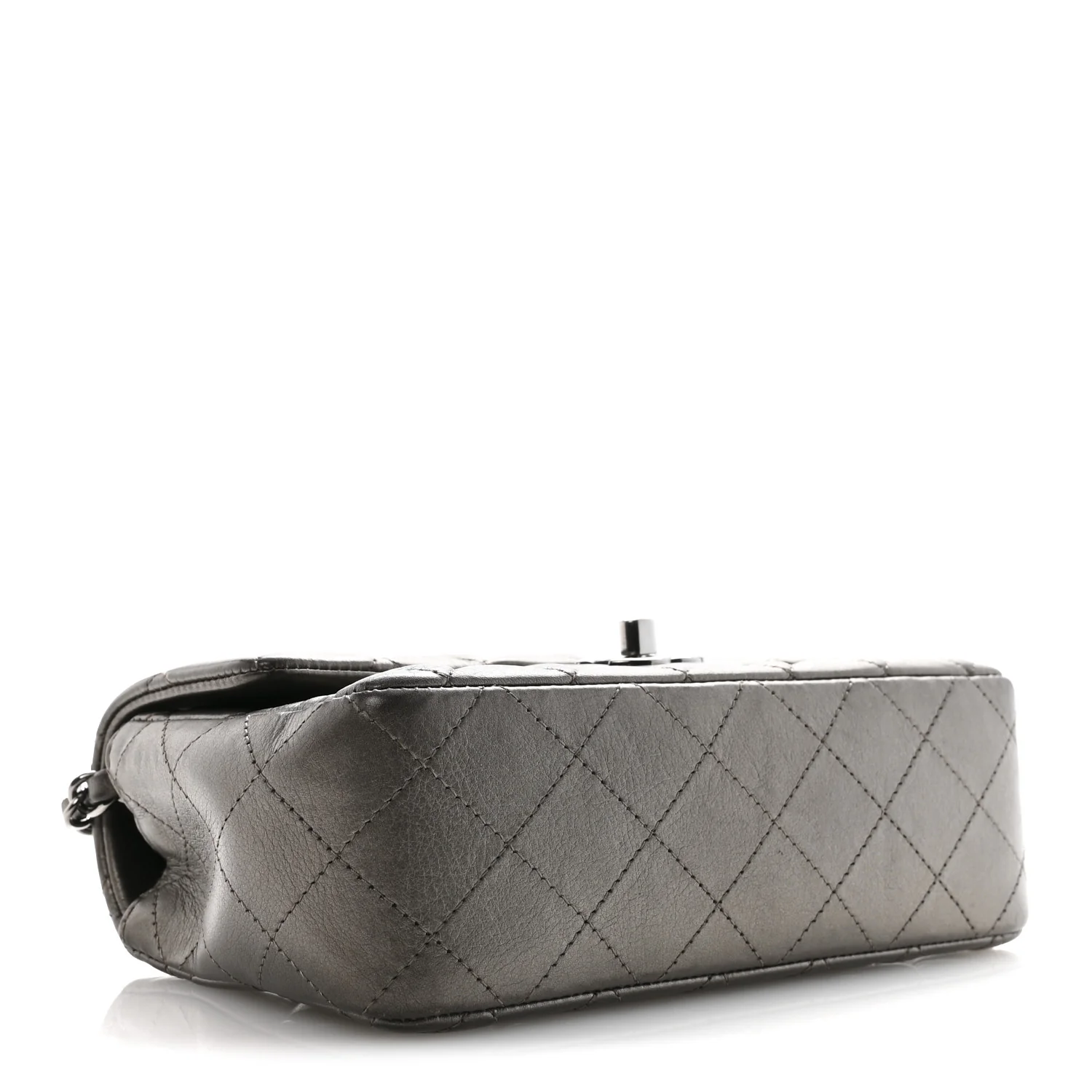 Metallic Lambskin Quilted Mini Rectangular Flap Ruthenium - Image 4