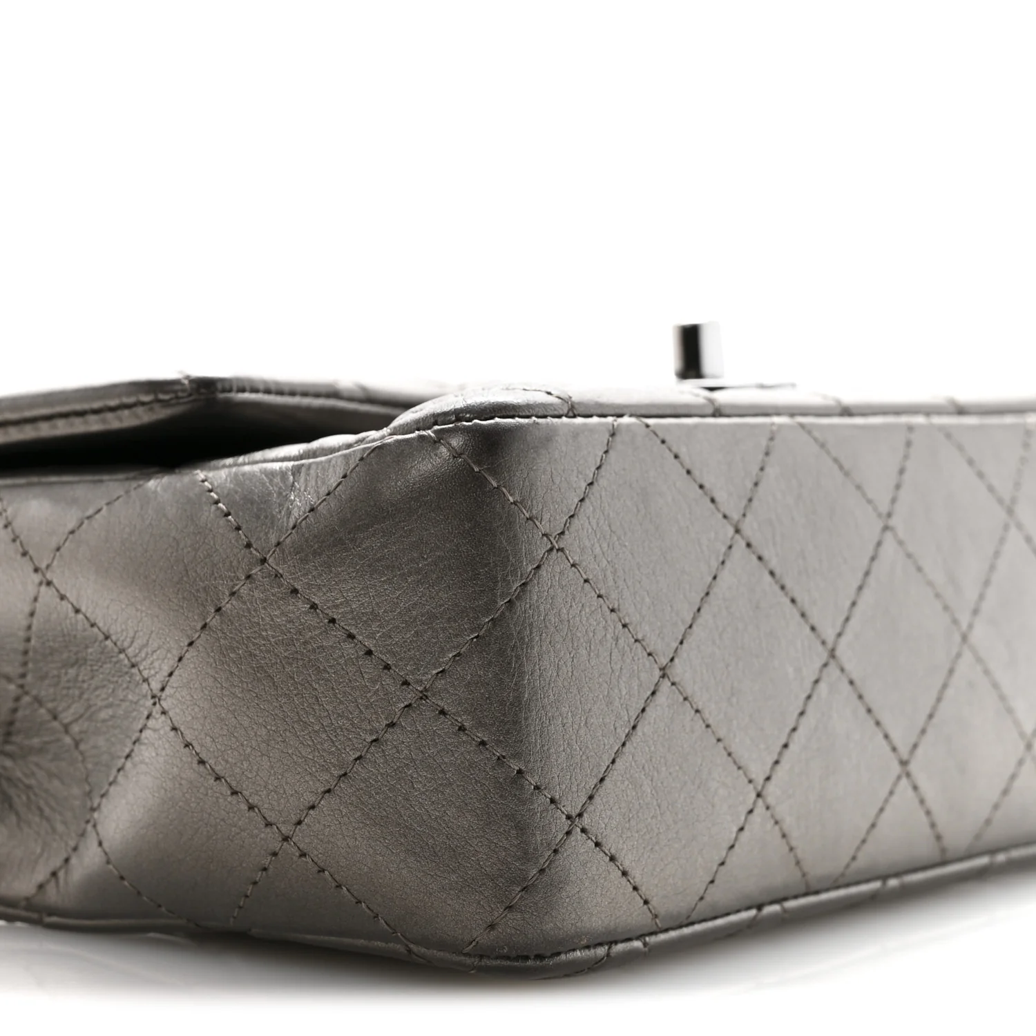 Metallic Lambskin Quilted Mini Rectangular Flap Ruthenium - Image 9