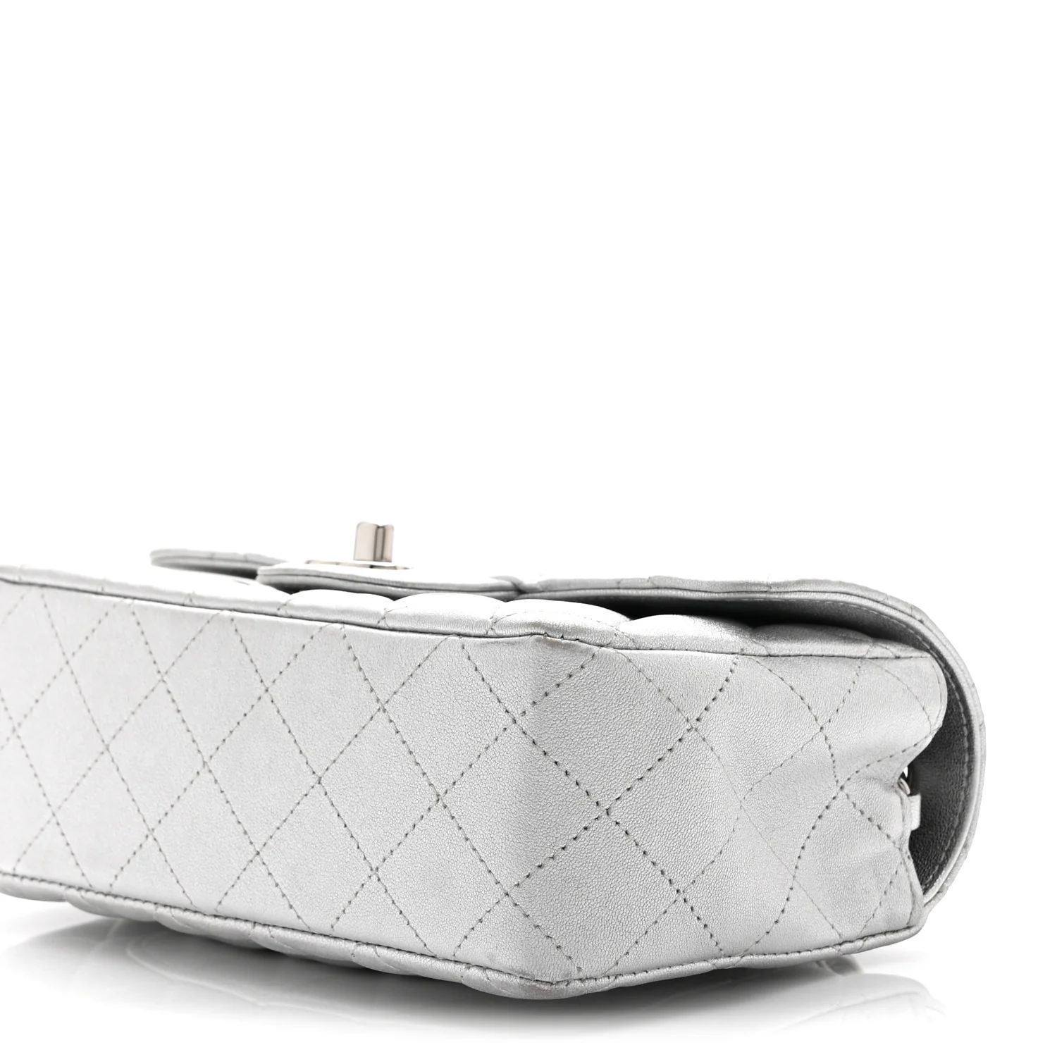 Metallic Lambskin Quilted Mini Rectangular Flap Silver - Image 10
