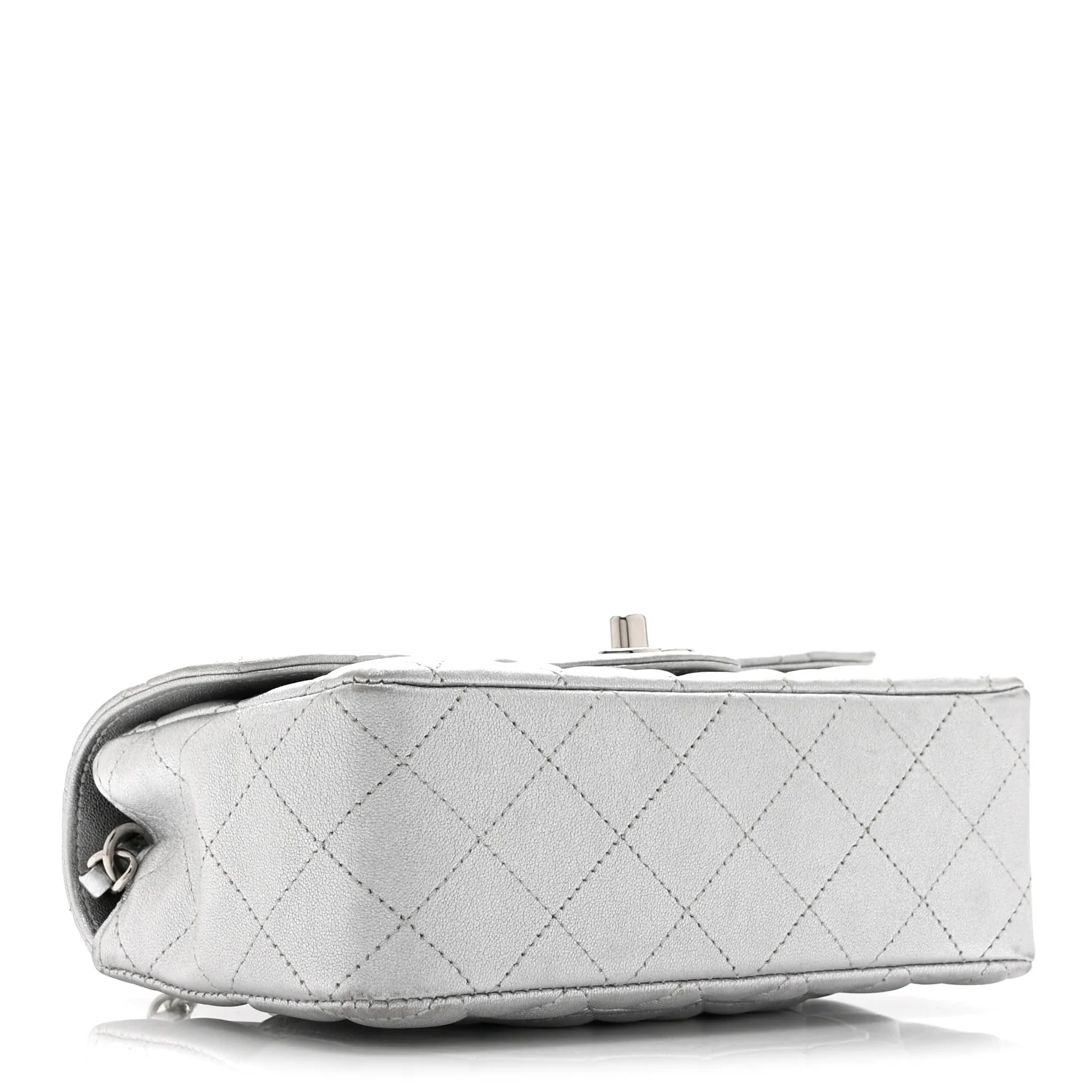 Metallic Lambskin Quilted Mini Rectangular Flap Silver - Image 4