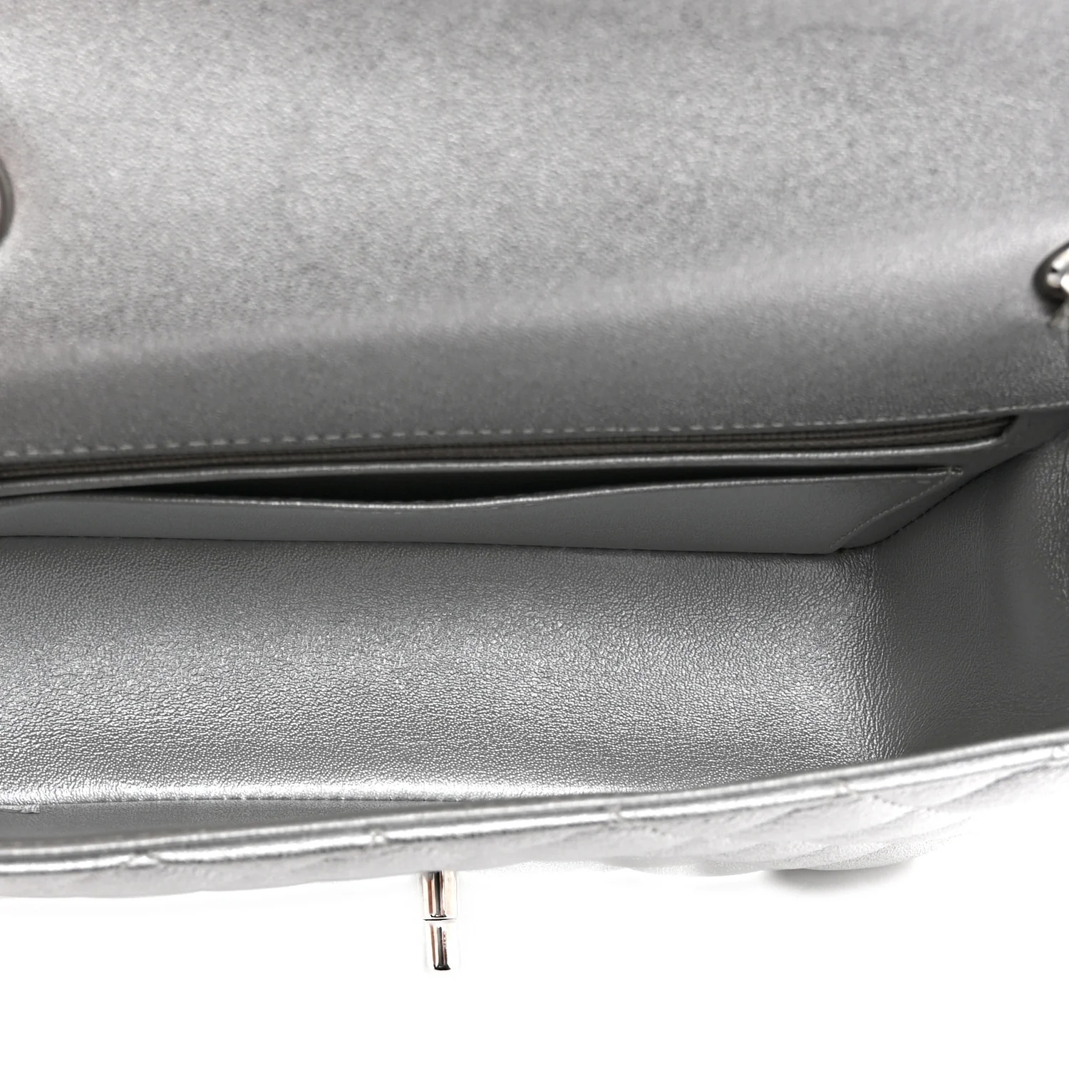 Metallic Lambskin Quilted Mini Rectangular Flap Silver - Image 5
